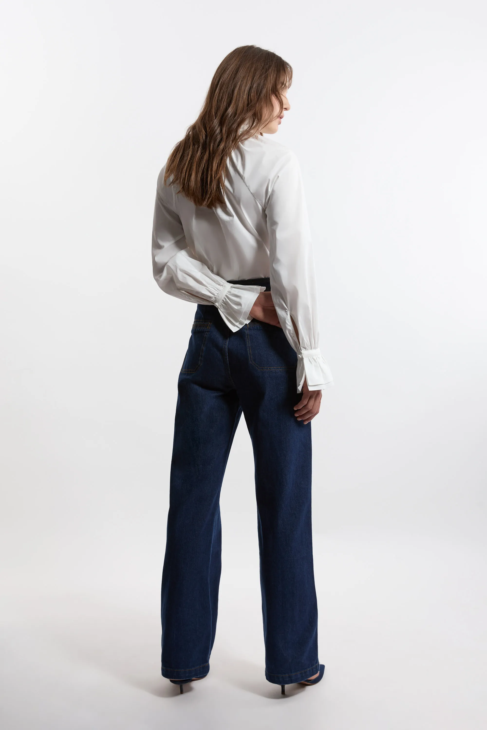 Denim Tailored Button Front Straight Leg Jeans BKK21288 5 Denim Tailored Button Front Straight Leg Jeans BKK21288