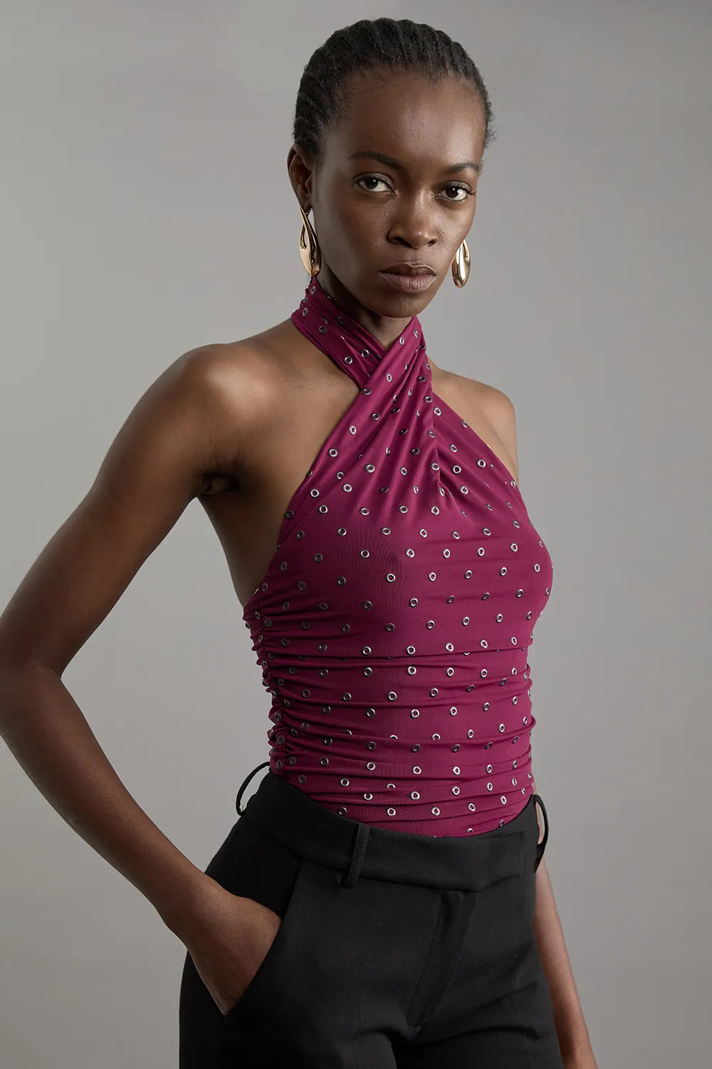 Studded Mesh Bodysuit BKK21342