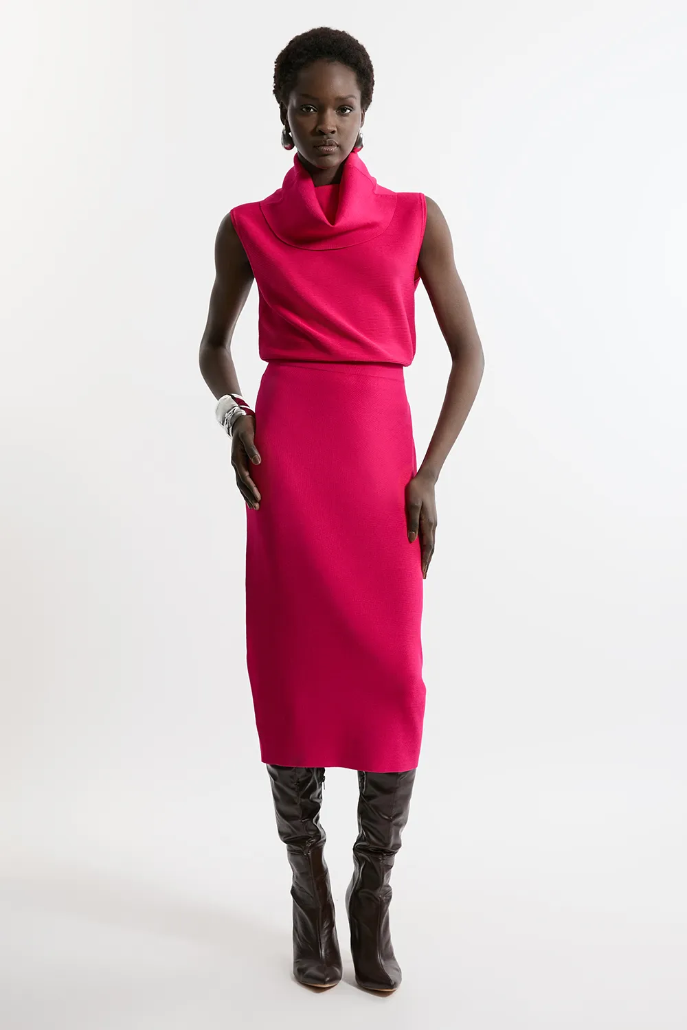 Polished Slinky Knit Pencil Skirt BKK21383