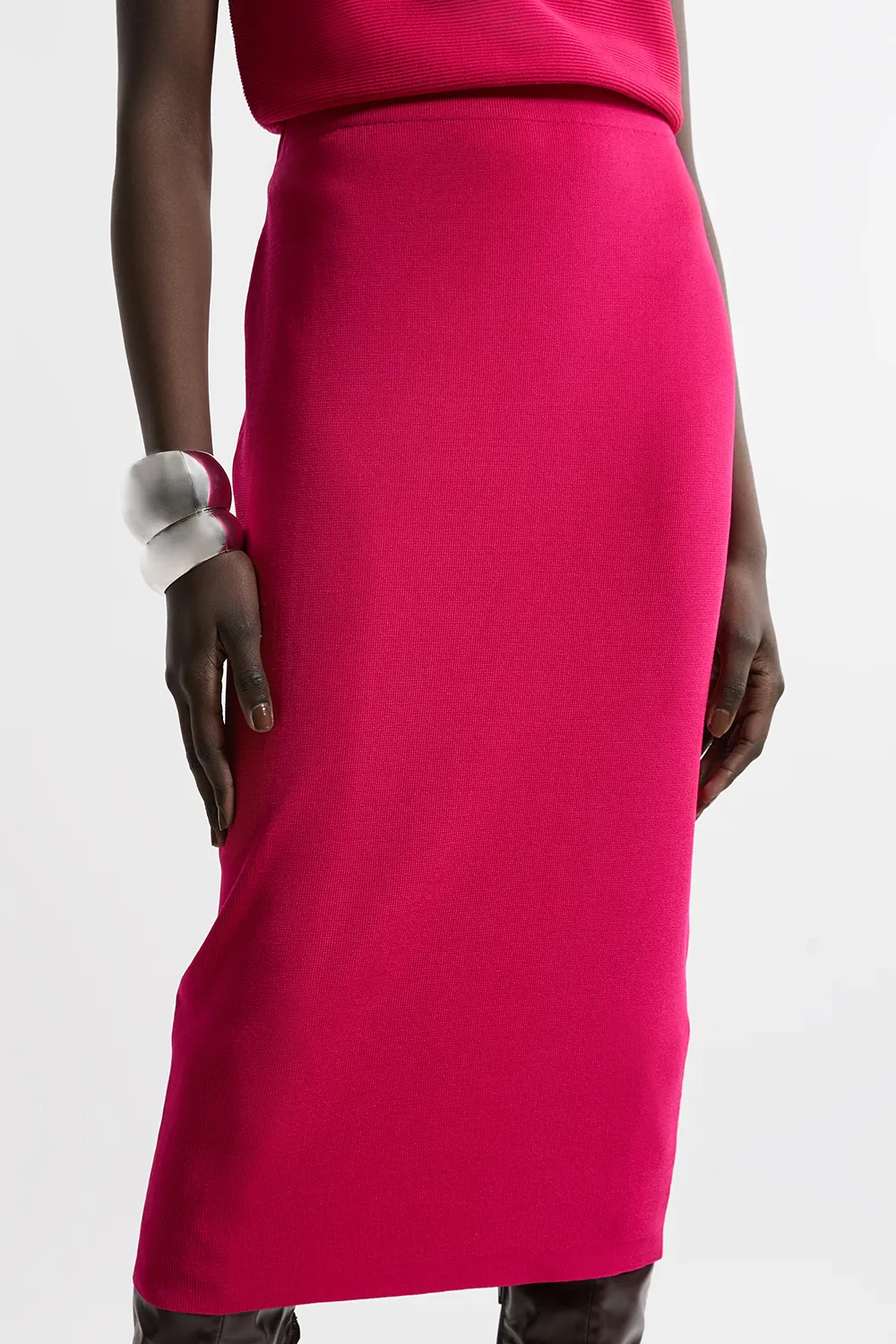 Polished Slinky Knit Pencil Skirt BKK21383