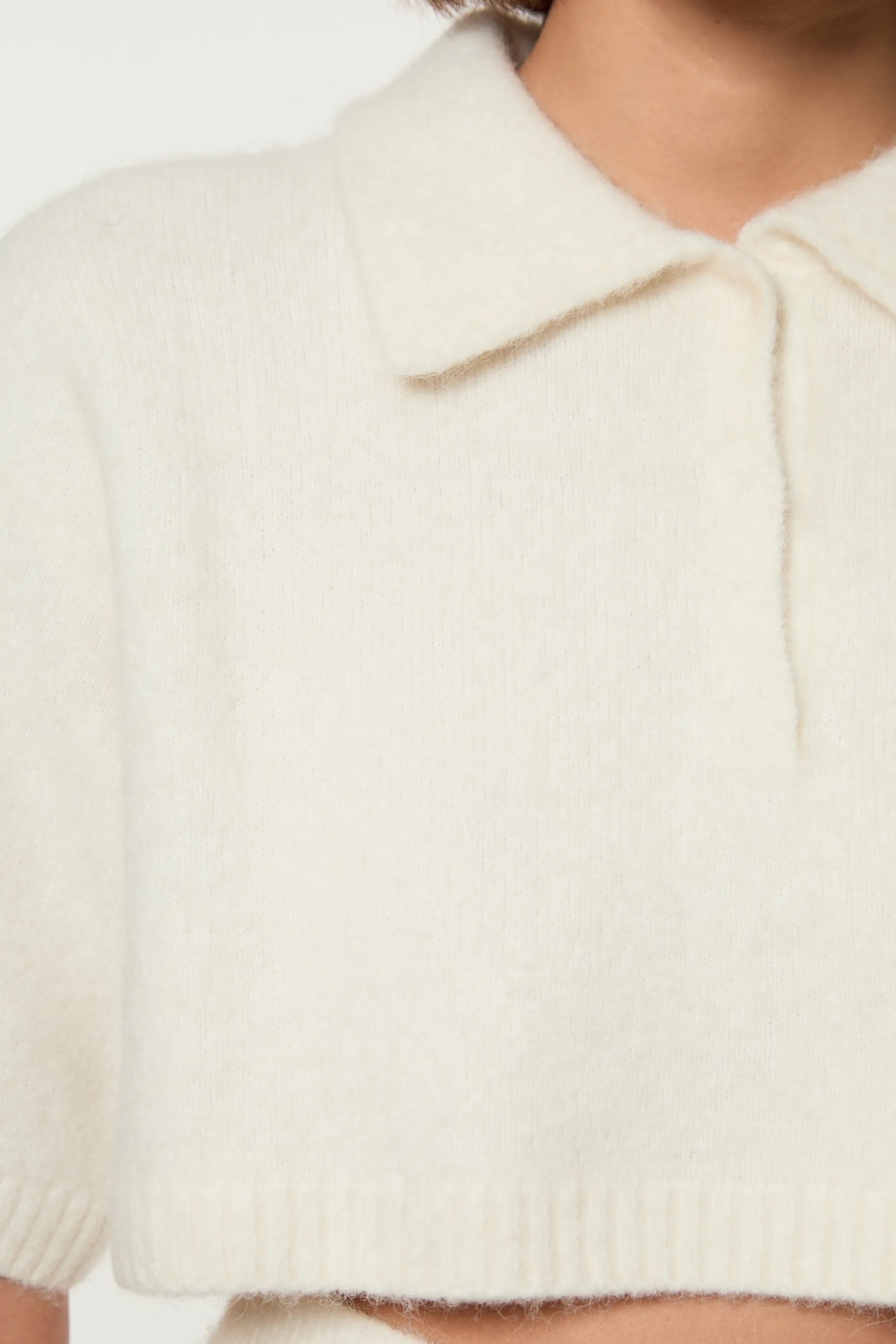 Alpaca Wool Fluffy Knit Polo Top BKK21396