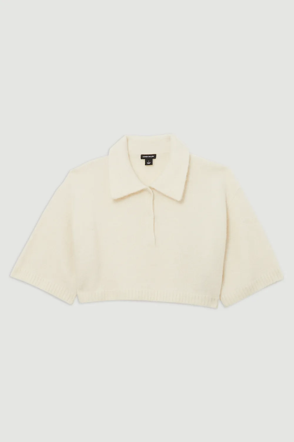 Alpaca Wool Fluffy Knit Polo Top BKK21396