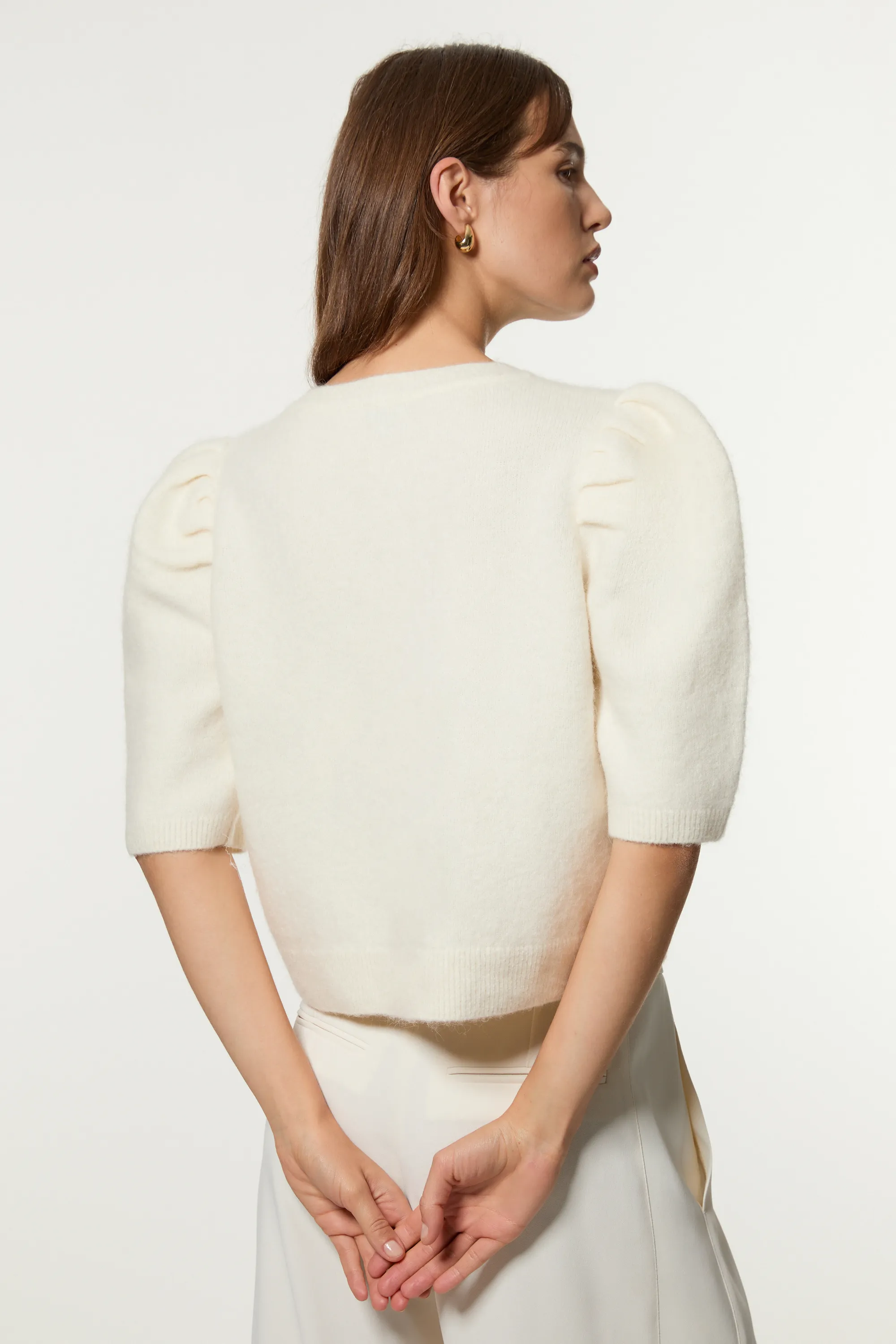 Alpaca Wool Fluffy Knit Crew Neck Top BKK21397