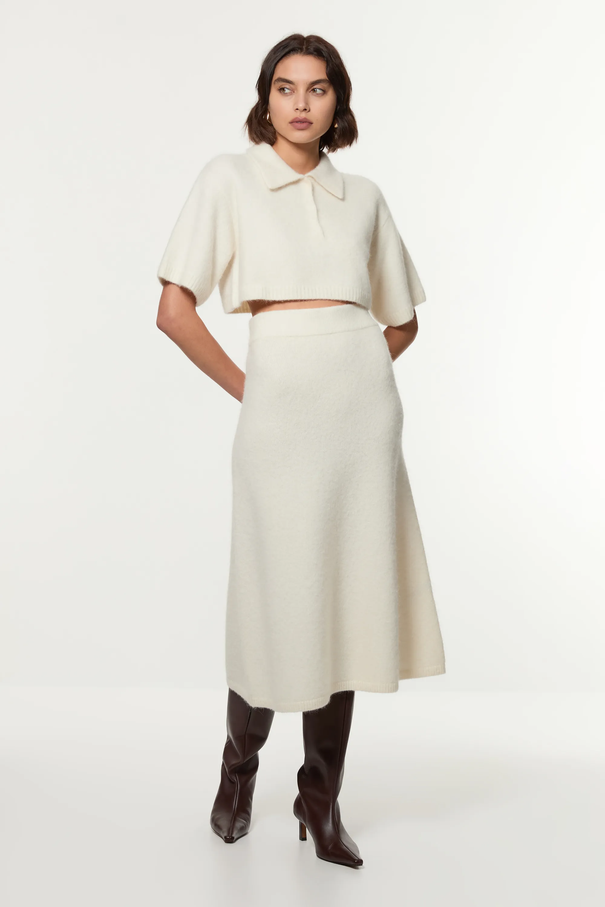 Alpaca Wool Fluffy Full Knit Skirt BKK21398