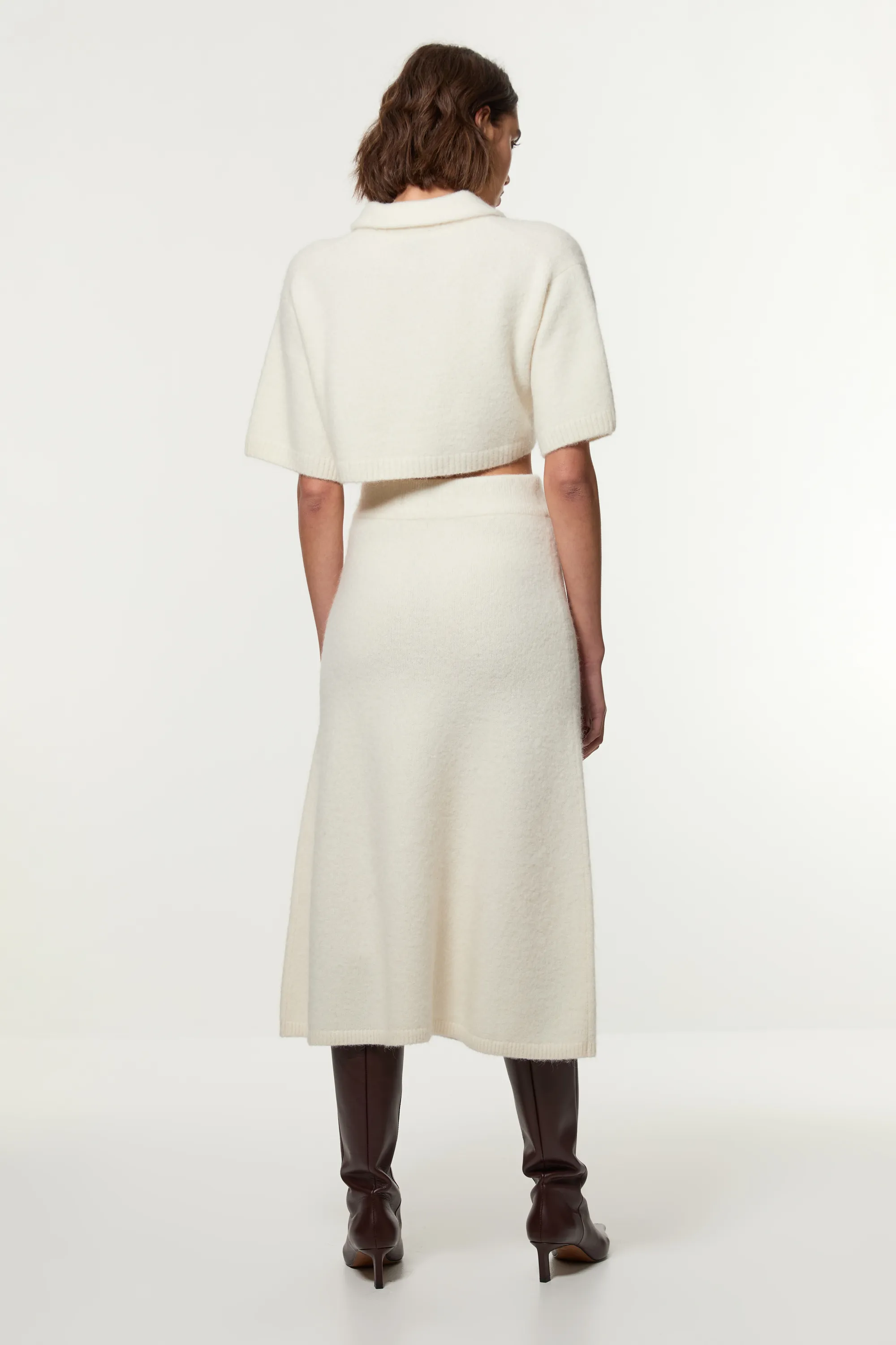 Alpaca Wool Fluffy Full Knit Skirt BKK21398