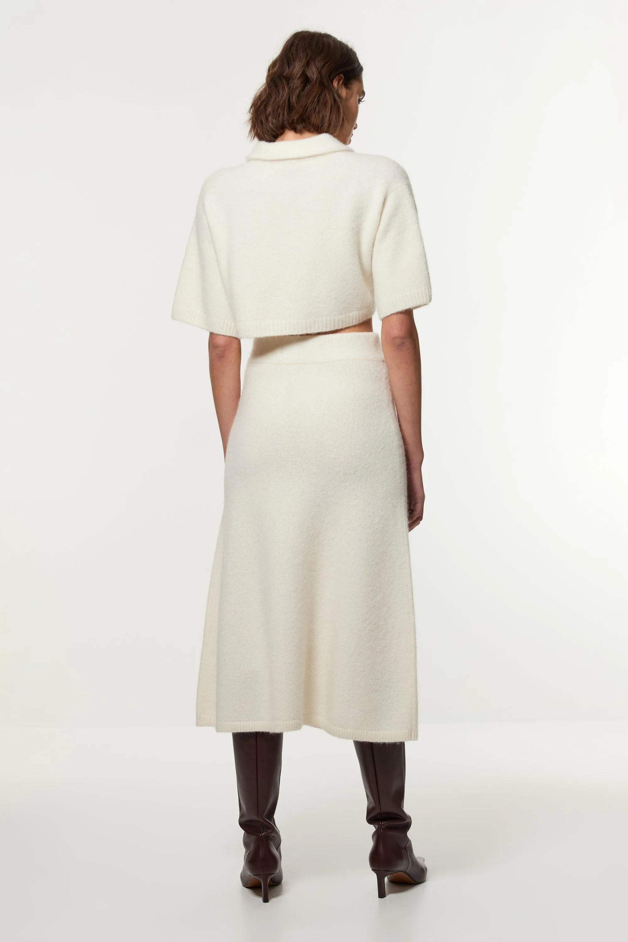 Alpaca Wool Fluffy Full Knit Skirt BKK21398