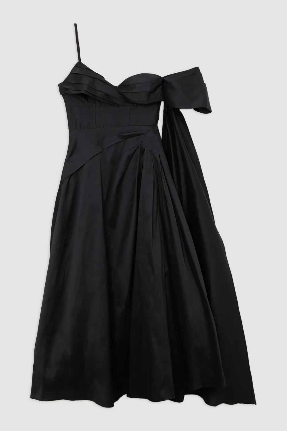 Archive Collection - Taffeta Draped Shoulder Midi Prom Dress BKK22311 4 Archive Collection - Taffeta Draped Shoulder Midi Prom Dress BKK22311