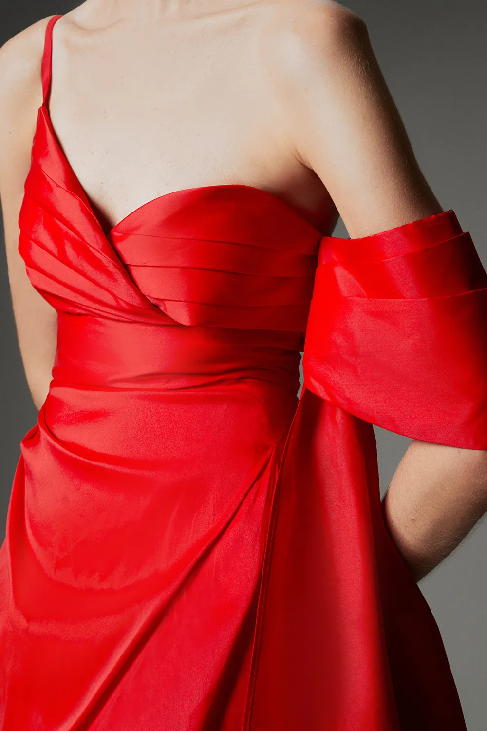 Archive Collection - Taffeta Draped Shoulder Mini Dress BKK22312 3 Archive Collection - Taffeta Draped Shoulder Mini Dress BKK22312