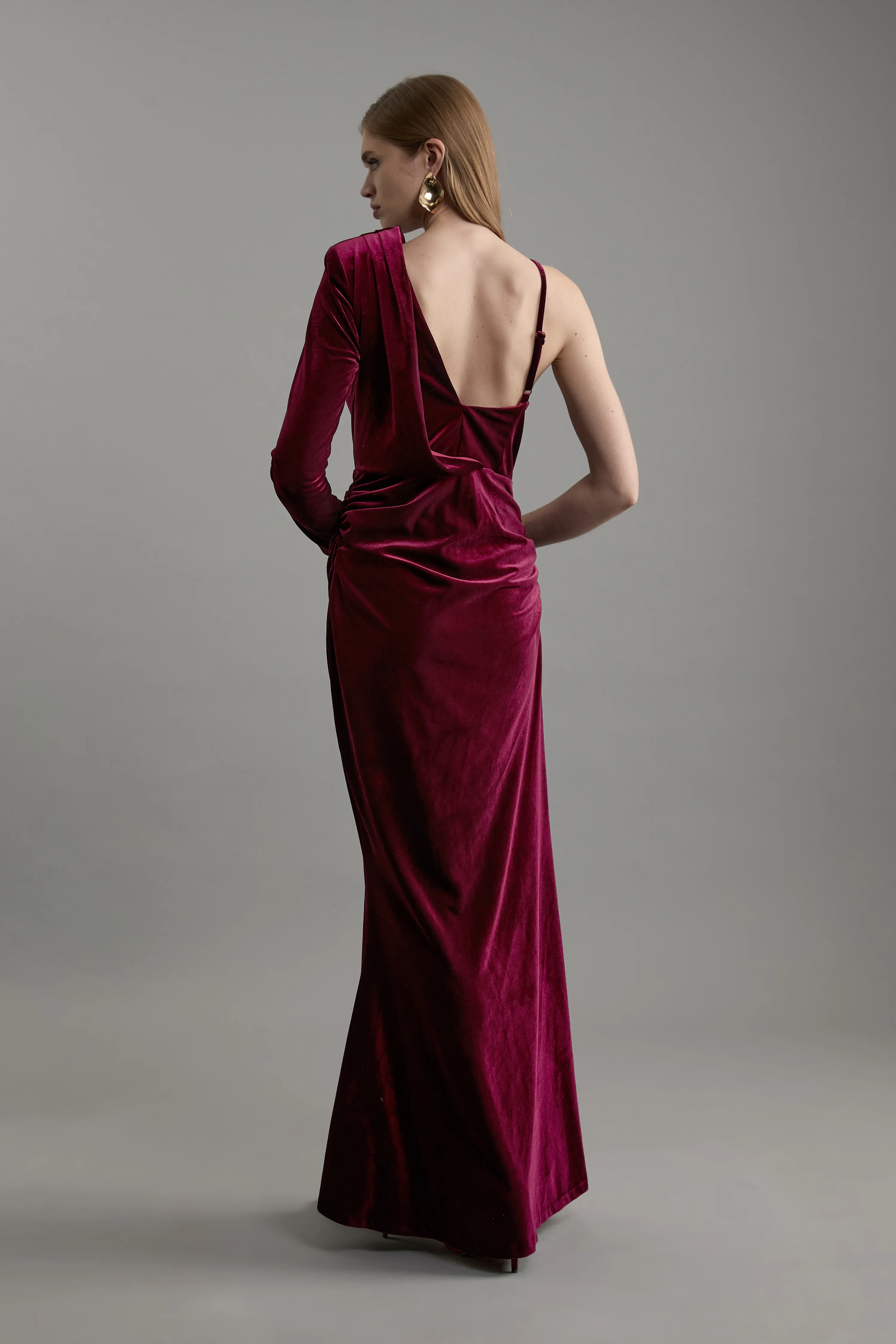 Petite Velvet Asymmetric One Shoulder Tailored Maxi Dress BKK22327 5 Petite Velvet Asymmetric One Shoulder Tailored Maxi Dress BKK22327