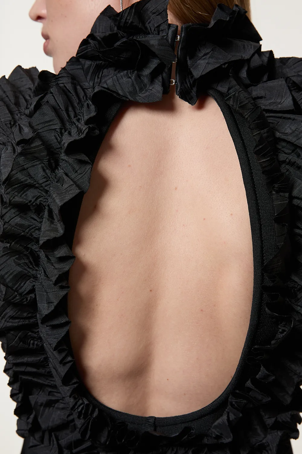 Figure Form Bandage Knit Woven Rosette Detail Top BKK22100