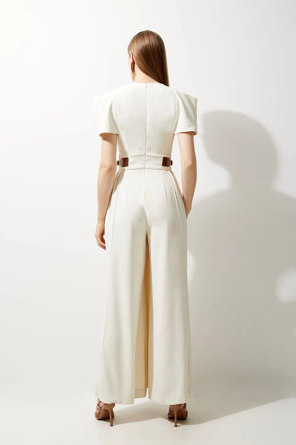 Petite Soft Tailored Crepe Tab Detail Pleated Jumpsuit BKK17241