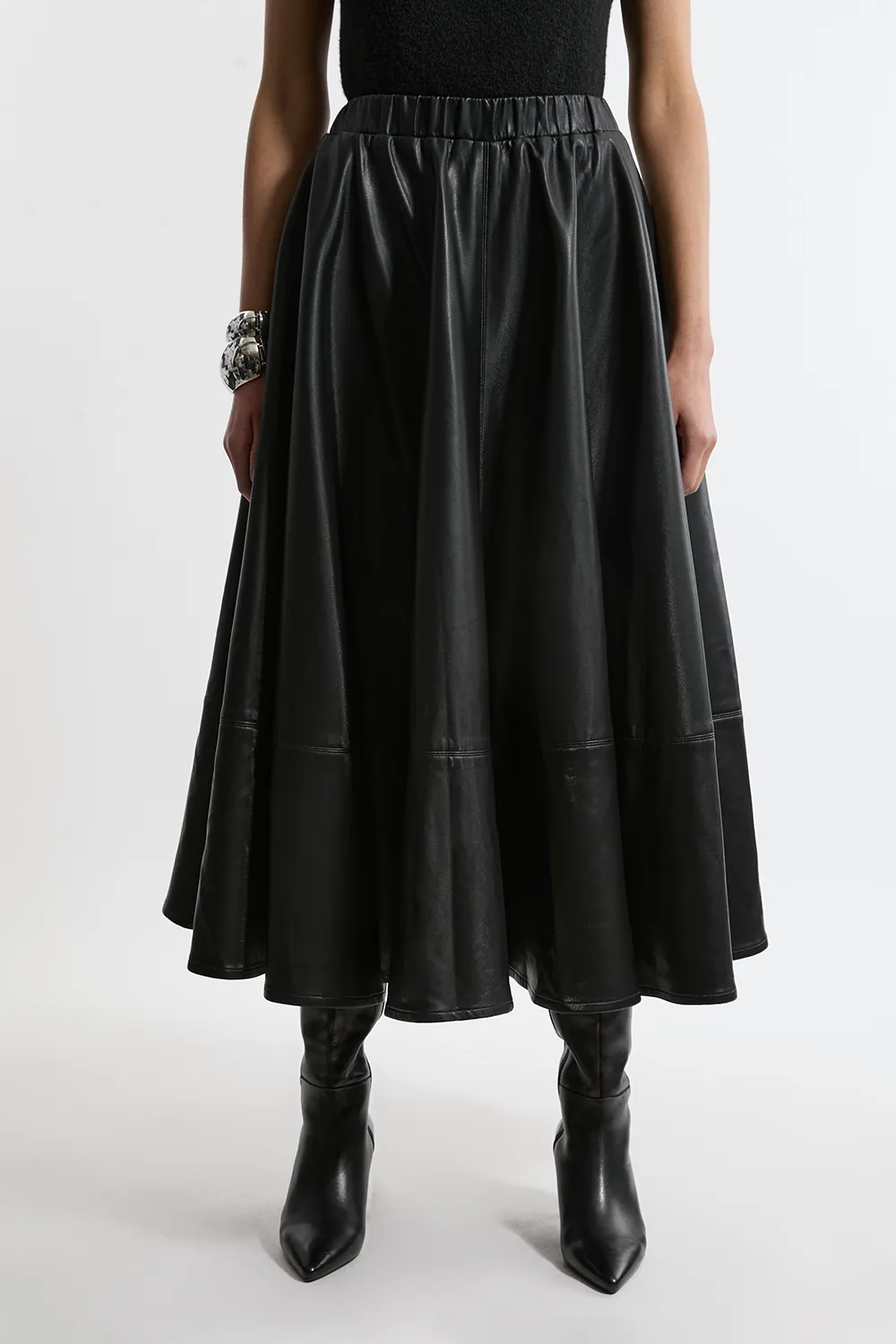 Faux Leather Full Maxi Skirt BKK22279
