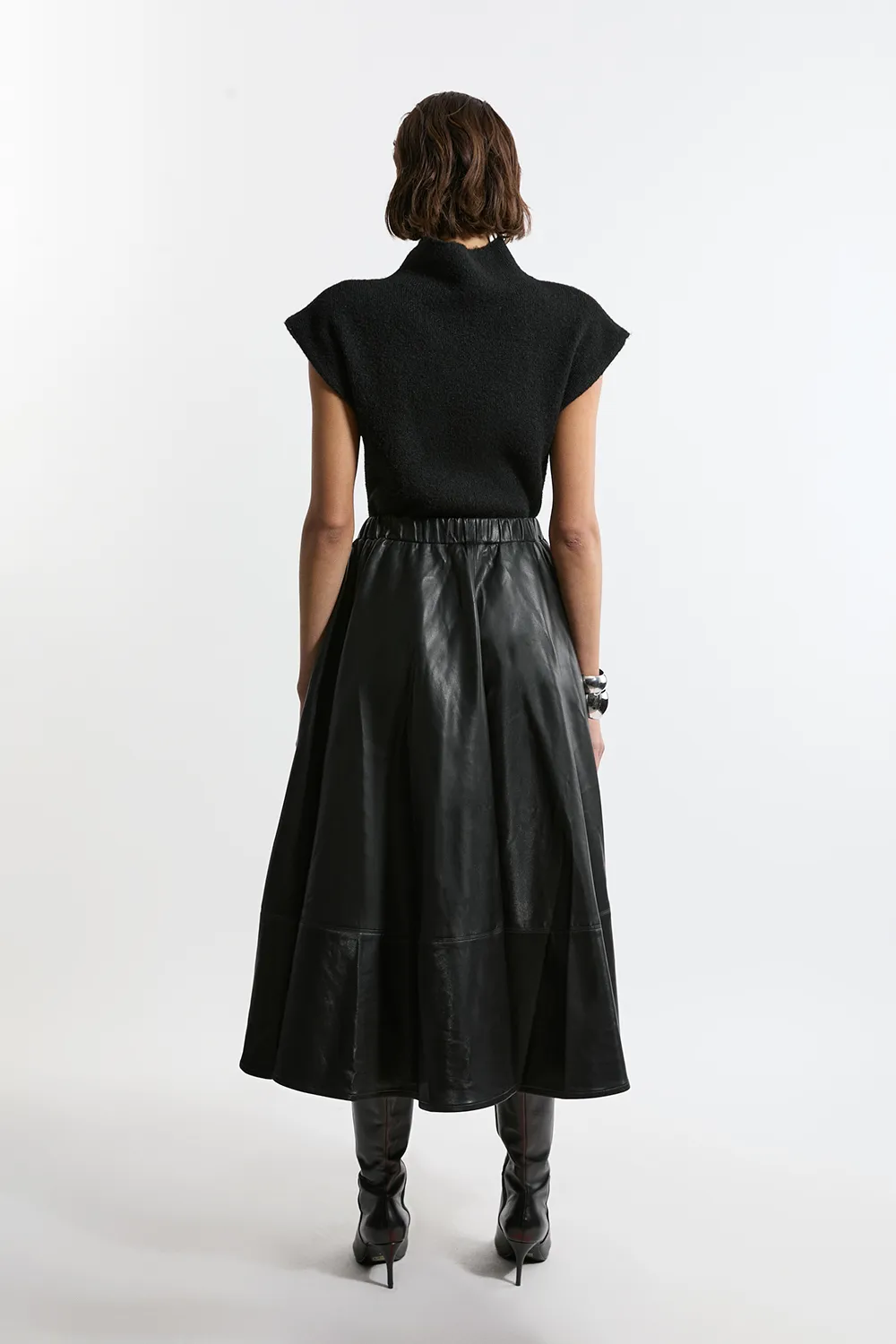 Faux Leather Full Maxi Skirt BKK22279