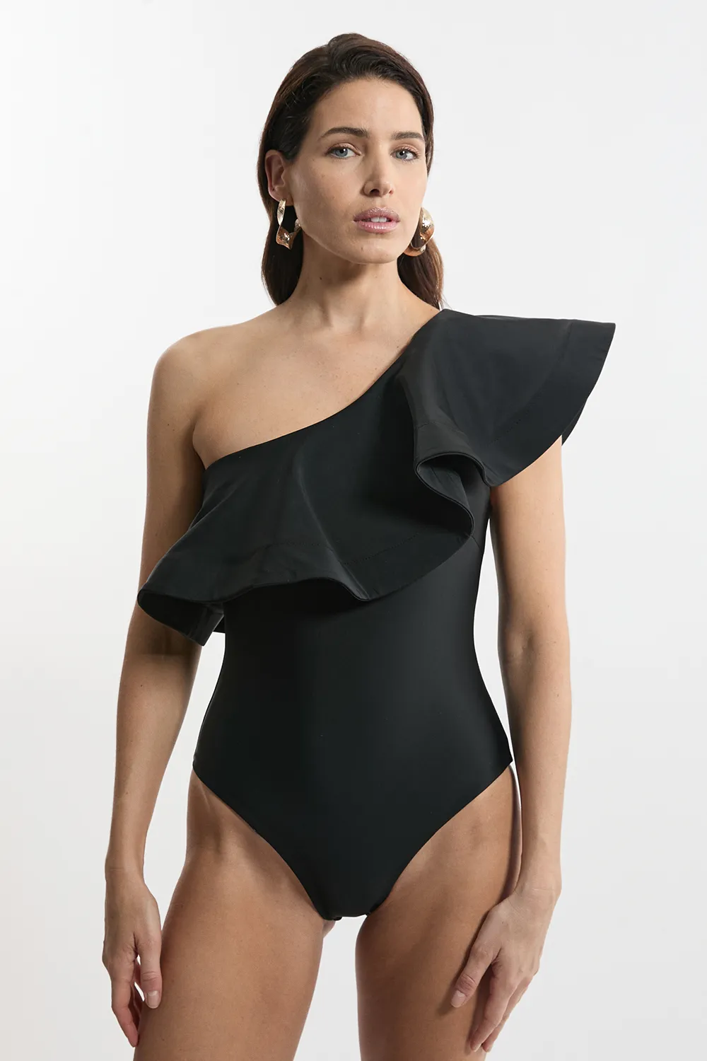 Drama Ruffle One Shoulder Swimsuit BKK22505