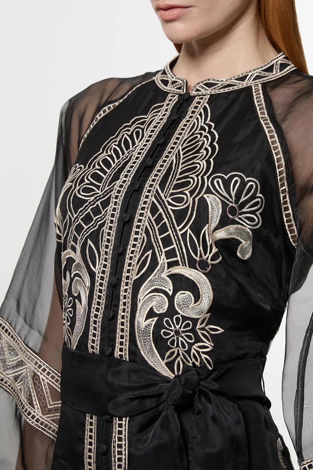 Embroidered Organdie Balloon Sleeve Woven Maxi Dress BKK22710 3 Embroidered Organdie Balloon Sleeve Woven Maxi Dress BKK22710