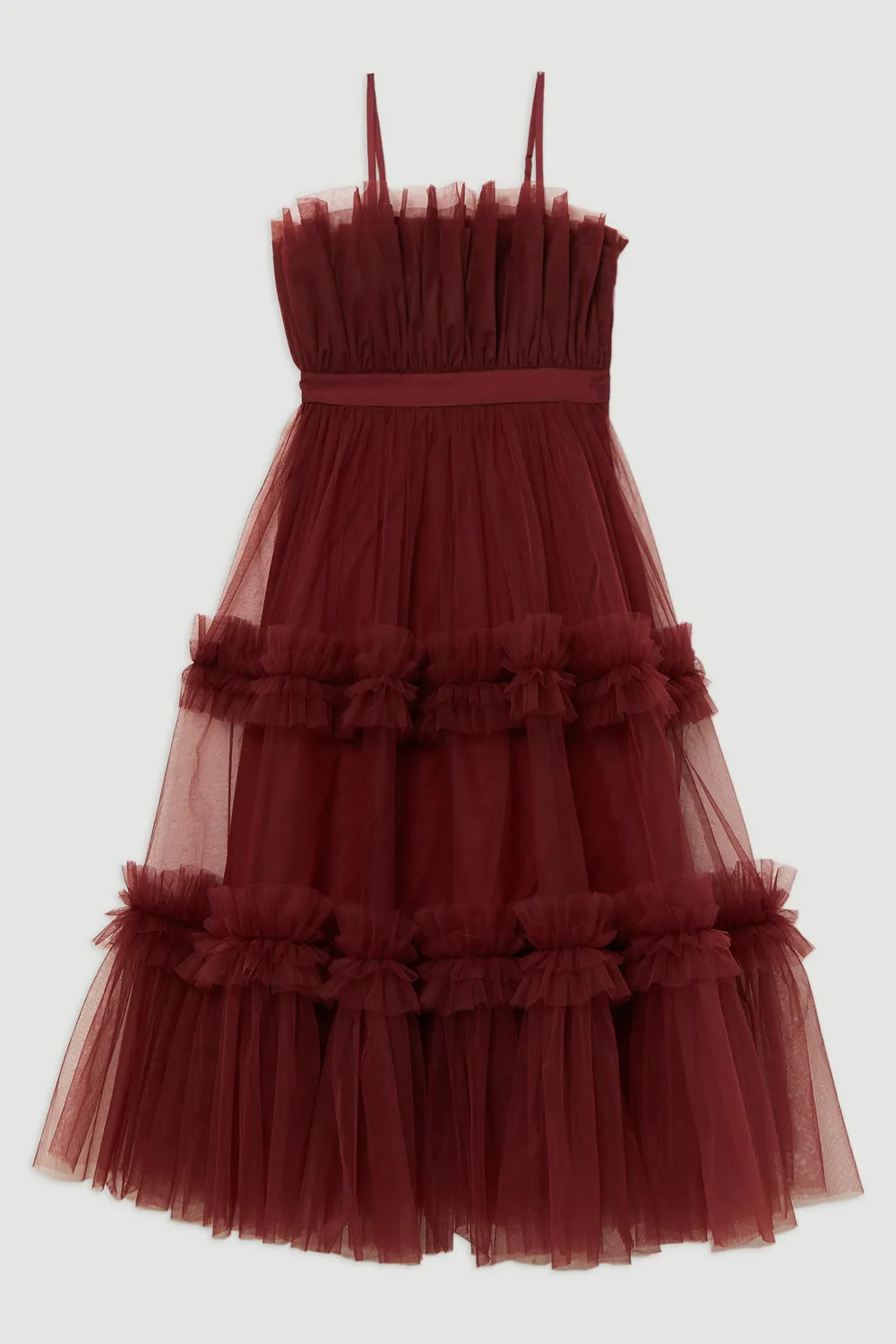 Tulle Bandeau Tiered Midi Dress BKK22816