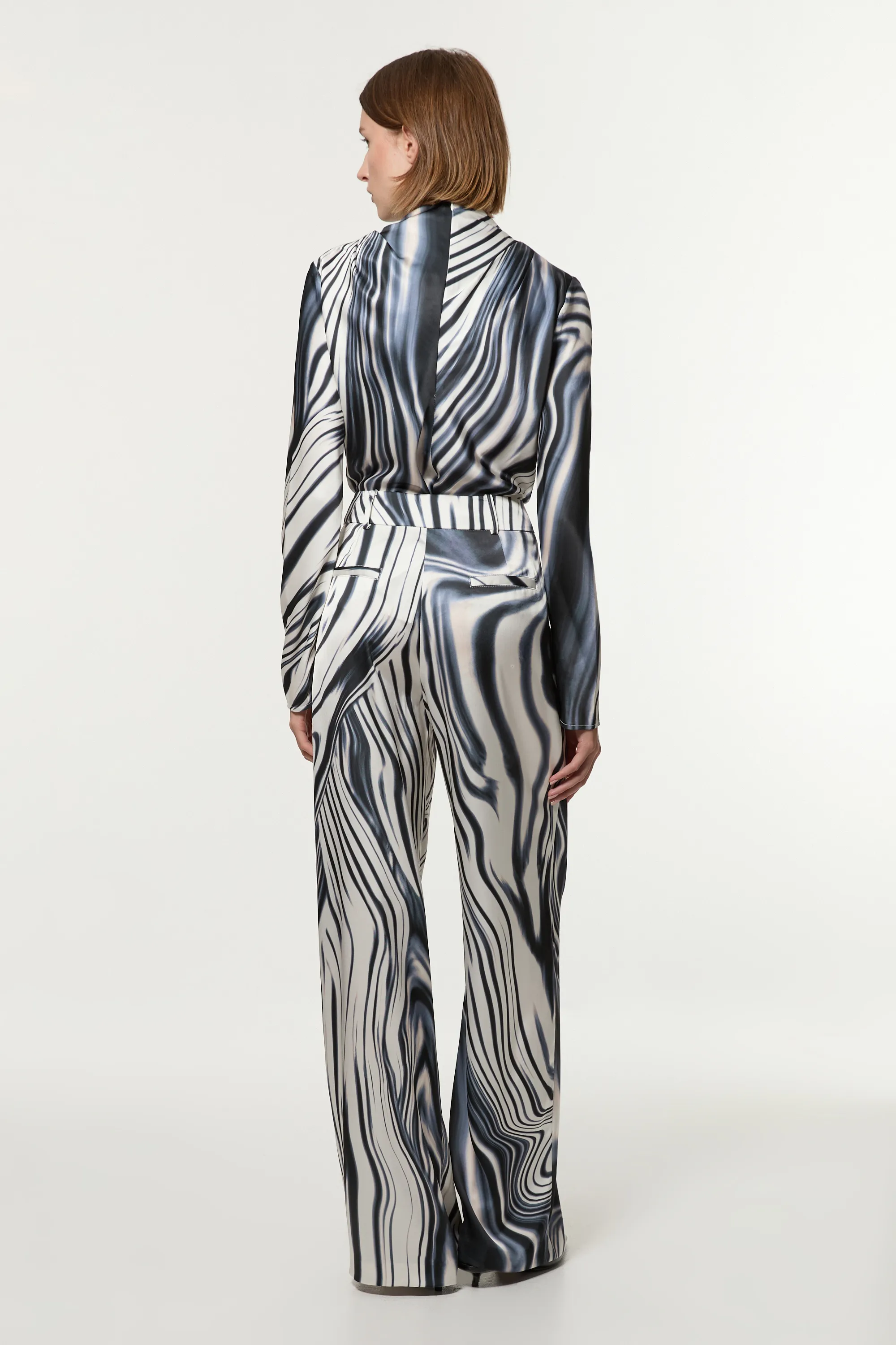 Graduated Stripe Viscose Satin High Waist Pants BKK22834 5 Graduated Stripe Viscose Satin High Waist Pants BKK22834