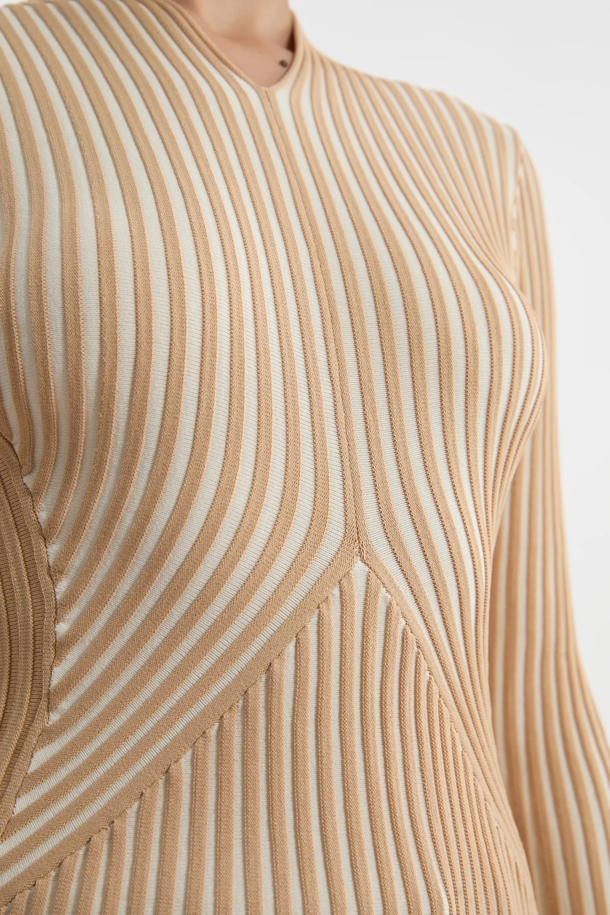 Stripe Fitted Long Sleeve Knitted Top BKK22858 3 Stripe Fitted Long Sleeve Knitted Top BKK22858