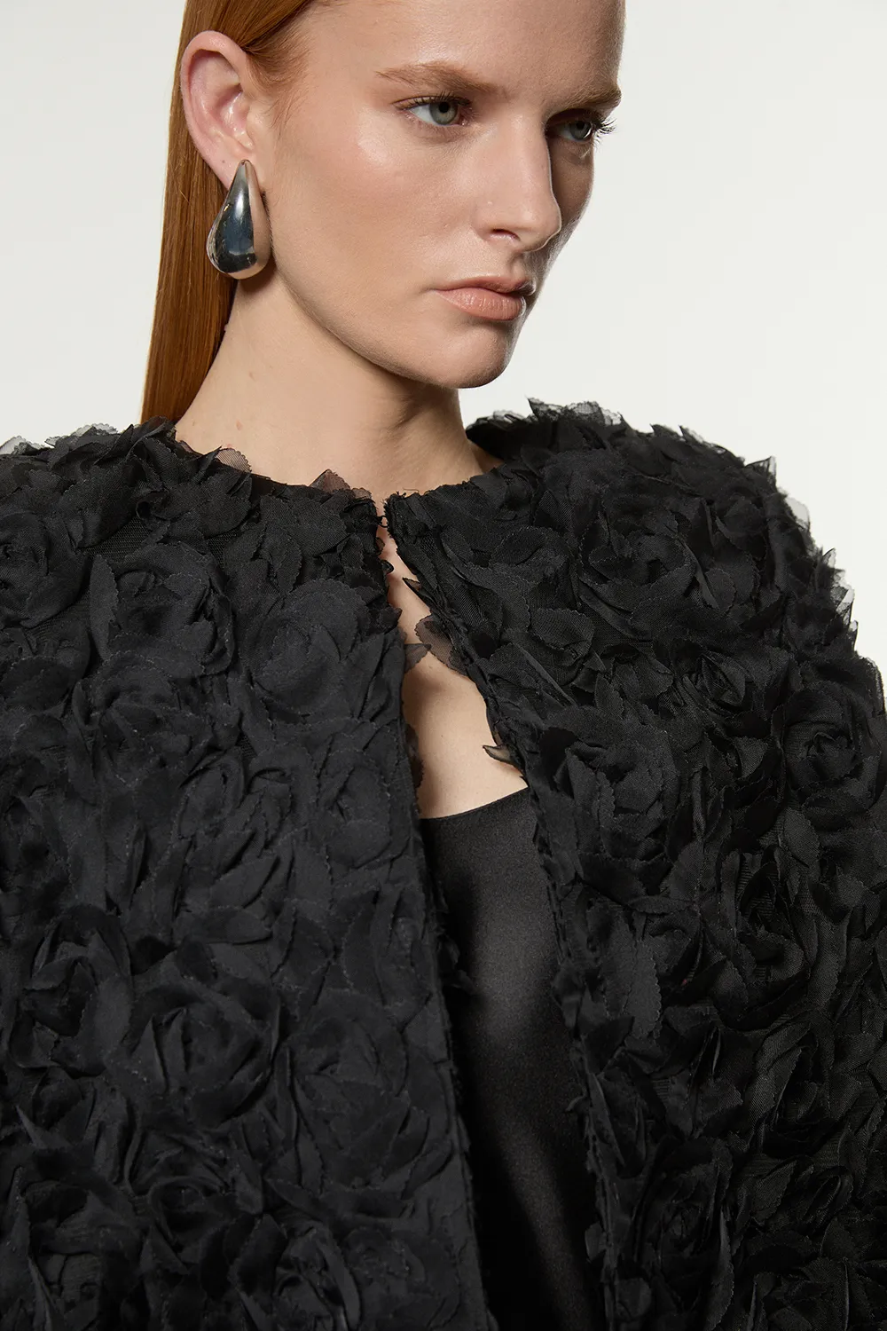 Textured Rosette Woven Cropped Cape BKK22908 3 Textured Rosette Woven Cropped Cape BKK22908