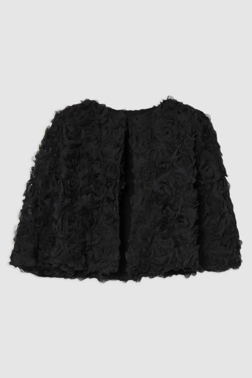 Textured Rosette Woven Cropped Cape BKK22908 4 Textured Rosette Woven Cropped Cape BKK22908