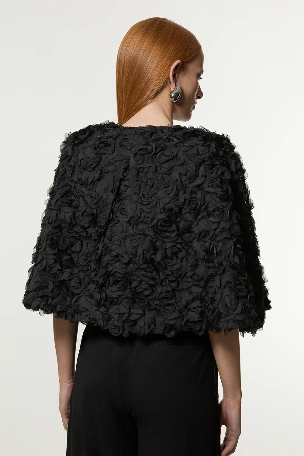 Textured Rosette Woven Cropped Cape BKK22908 5 Textured Rosette Woven Cropped Cape BKK22908