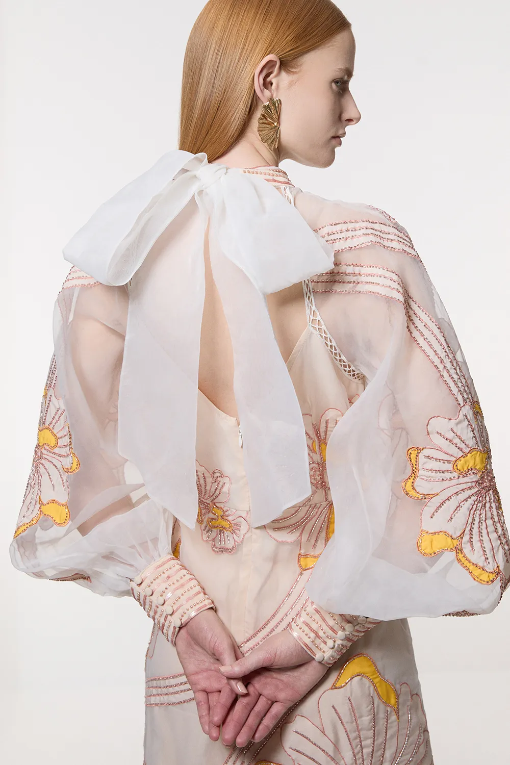 Petite Applique Organdie Floral Graphic Maxi Dress BKK22934