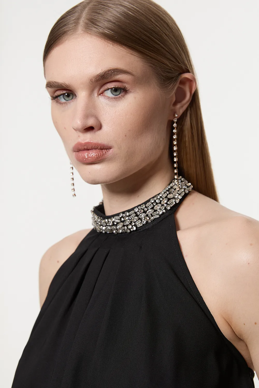 Hand Embellished Cady Halter Neck Blouse BKK22996