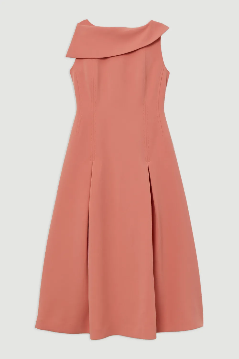 Compact Stretch Asymmetric Neck Tailored Full Skirted Dress BKK23006