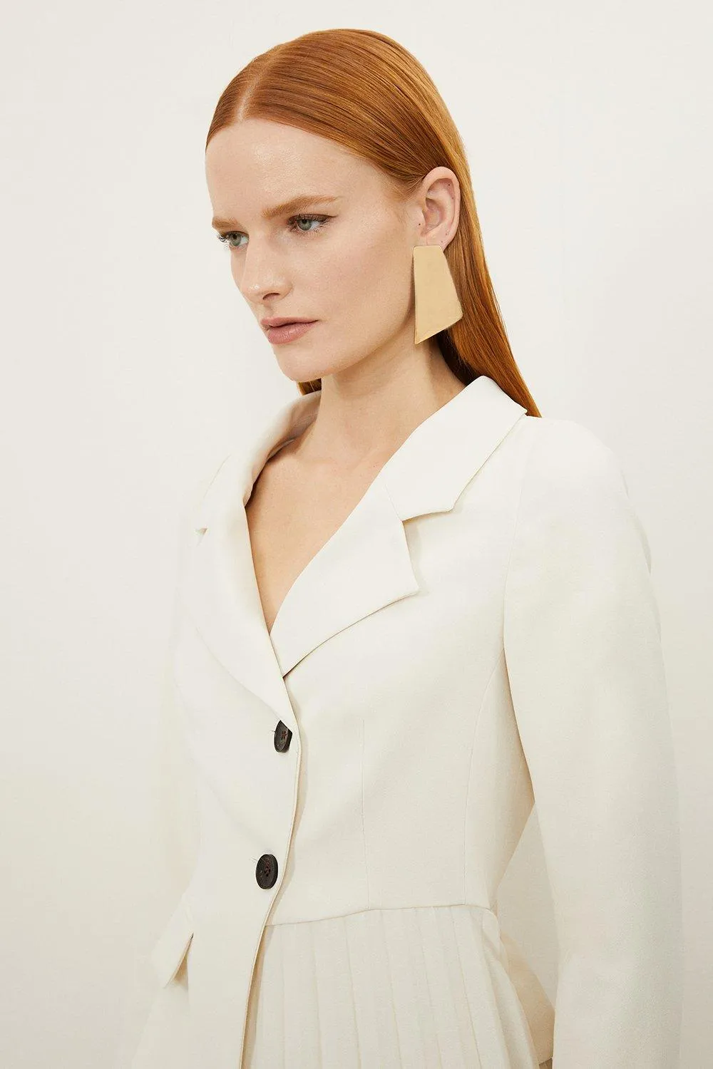 Petite Tailored Crepe Asymmetric Pleated Skirt Dress BKK17511