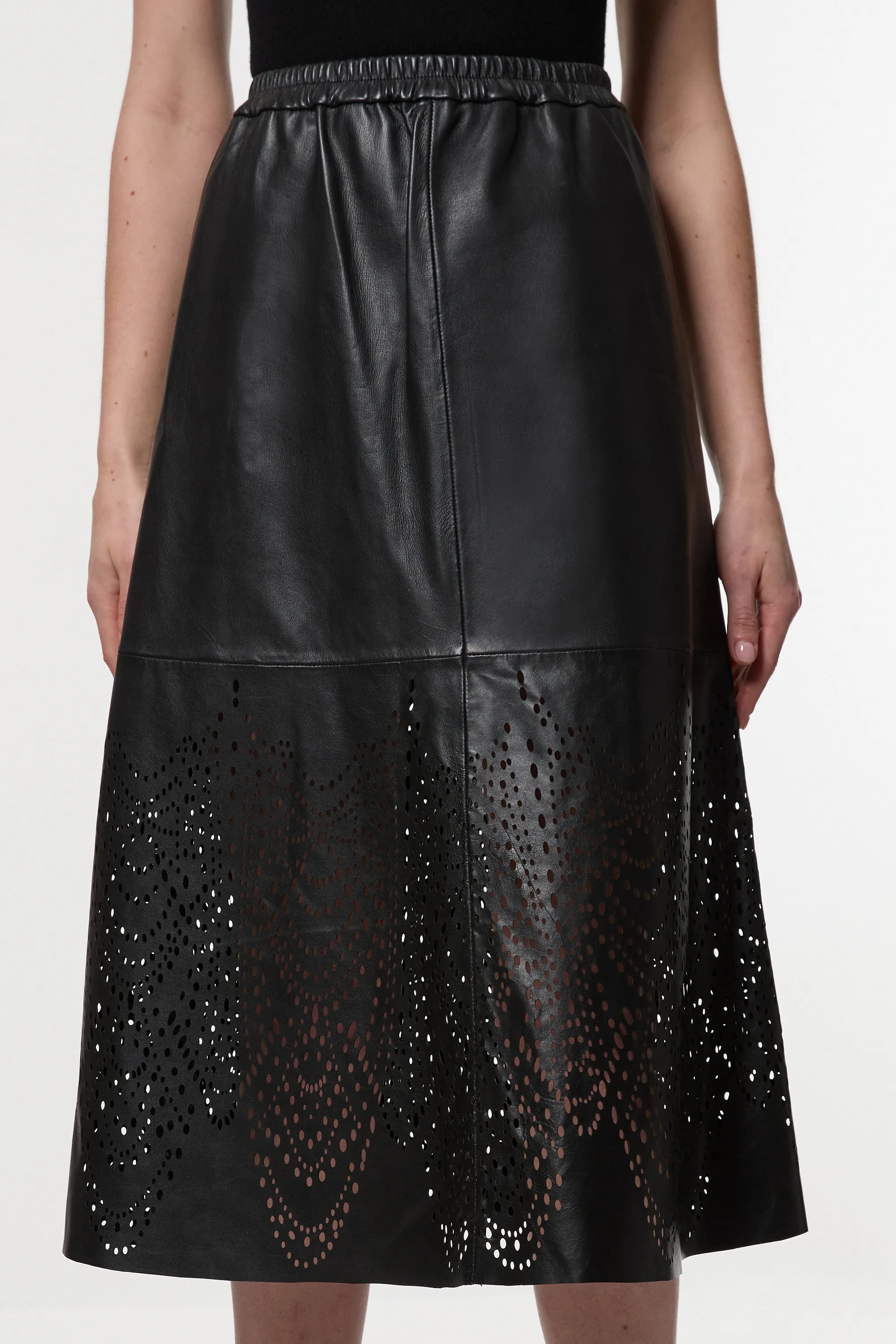 Amelia Graham Leather Cutwork Full Skirt BKK23341