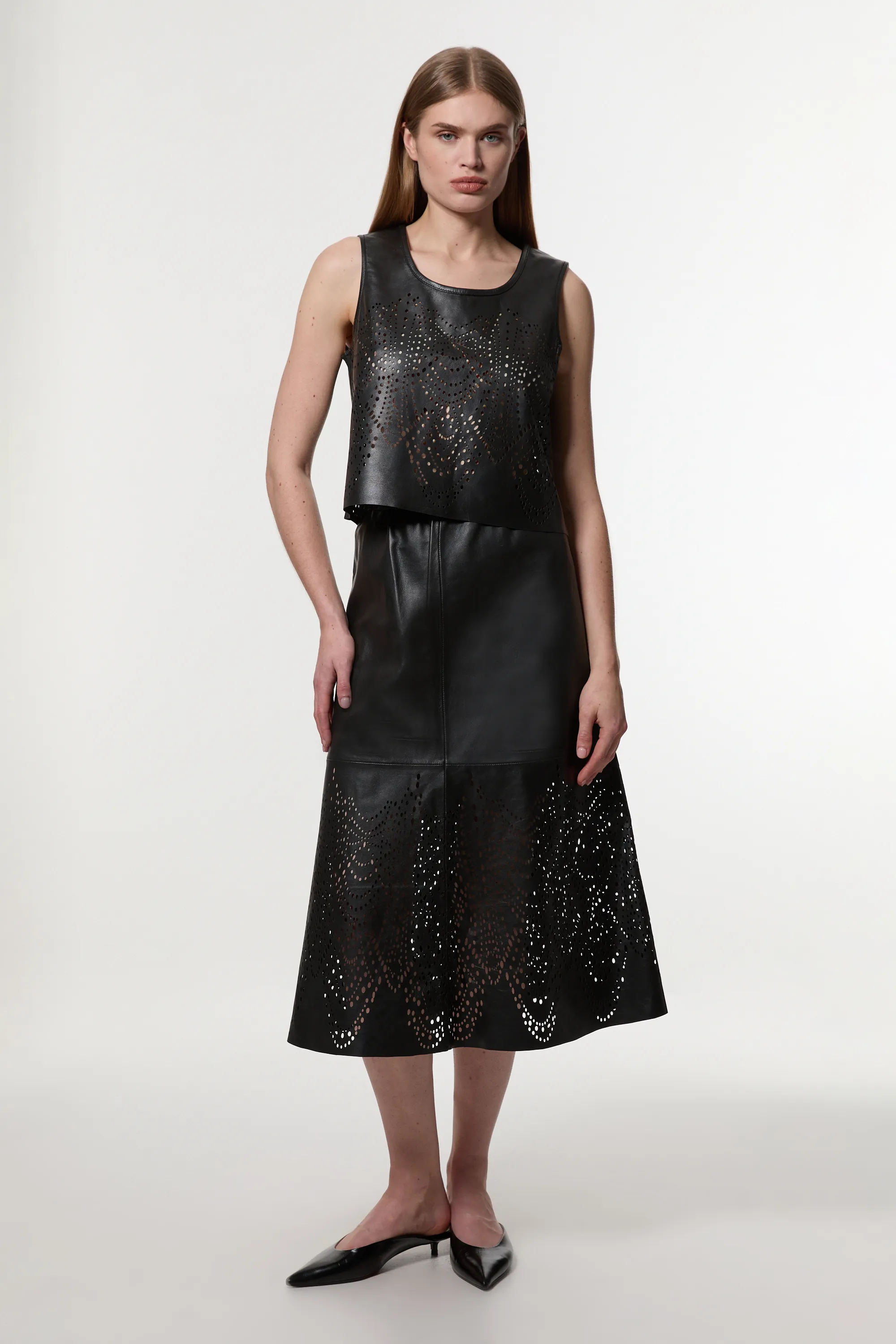 Amelia Graham Leather Cutwork Full Skirt BKK23341 3 Amelia Graham Leather Cutwork Full Skirt BKK23341