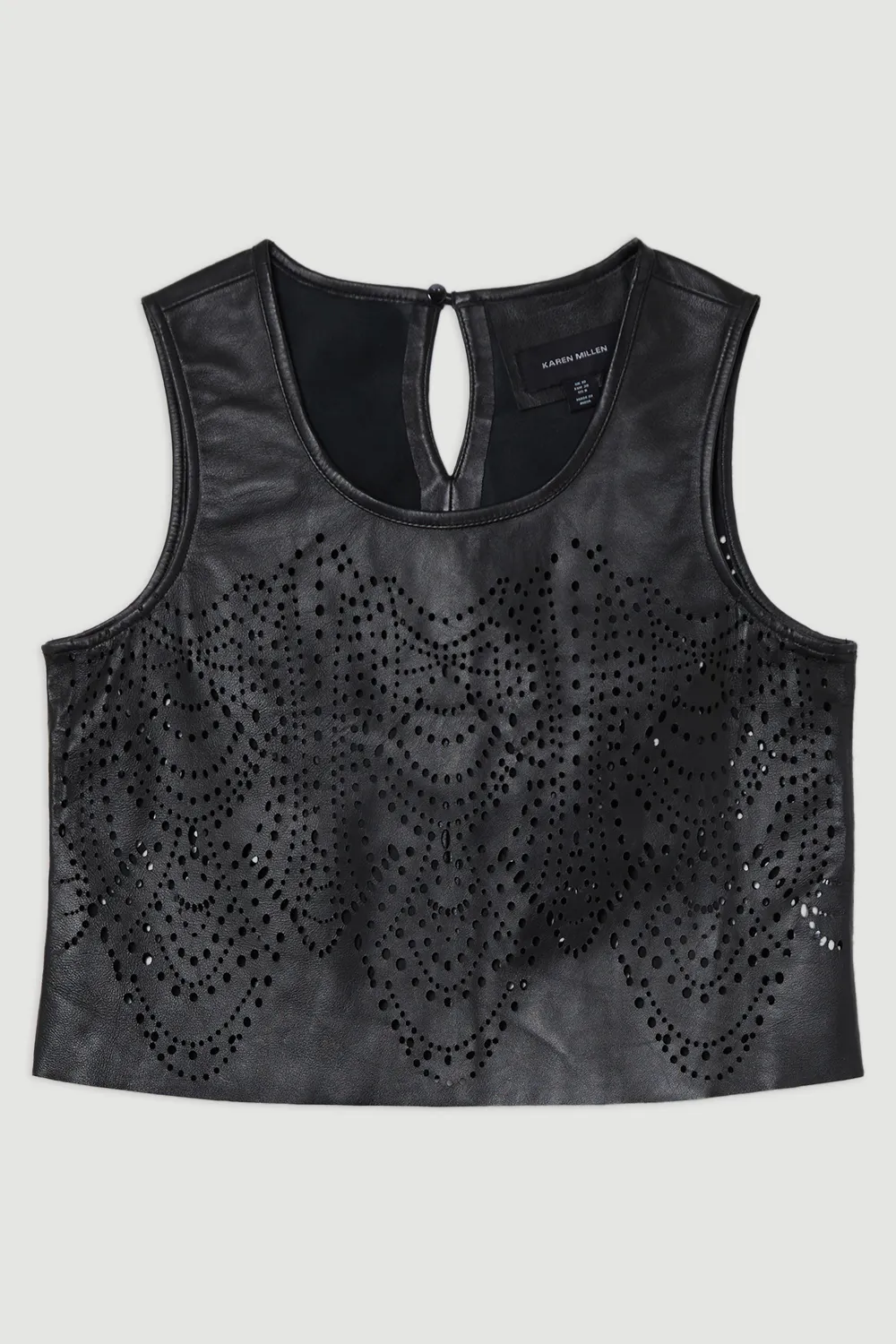 Amelia Graham Leather Cutwork Tailored Shell Top BKK23342 4 Amelia Graham Leather Cutwork Tailored Shell Top BKK23342