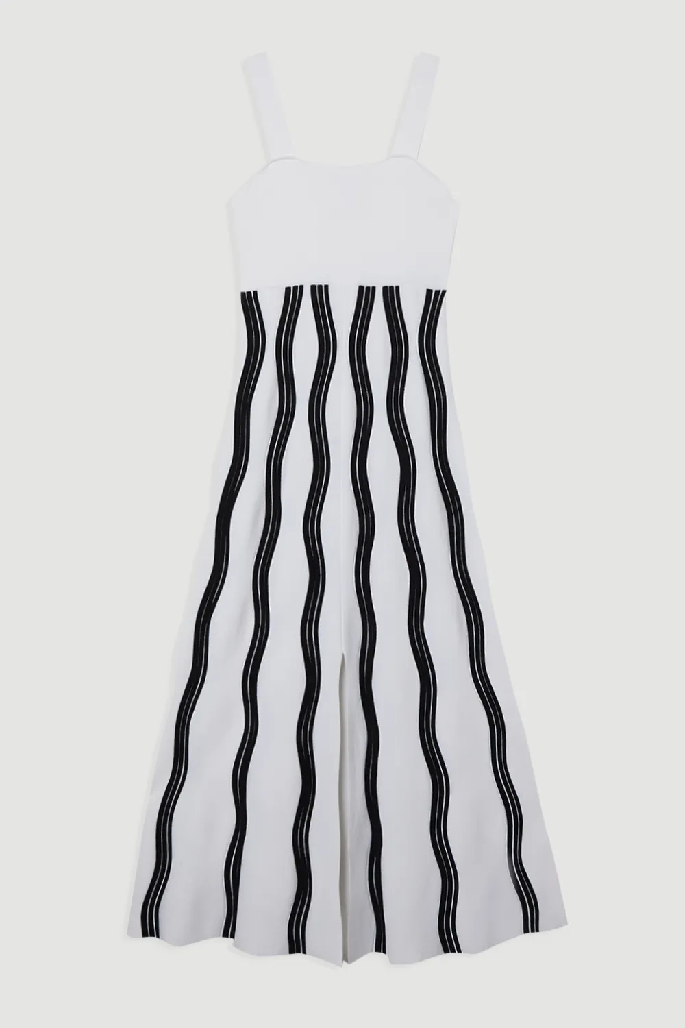 Contrast Wave Knit A-Line Knitted Strappy Dress BKK23345 4 Contrast Wave Knit A-Line Knitted Strappy Dress BKK23345