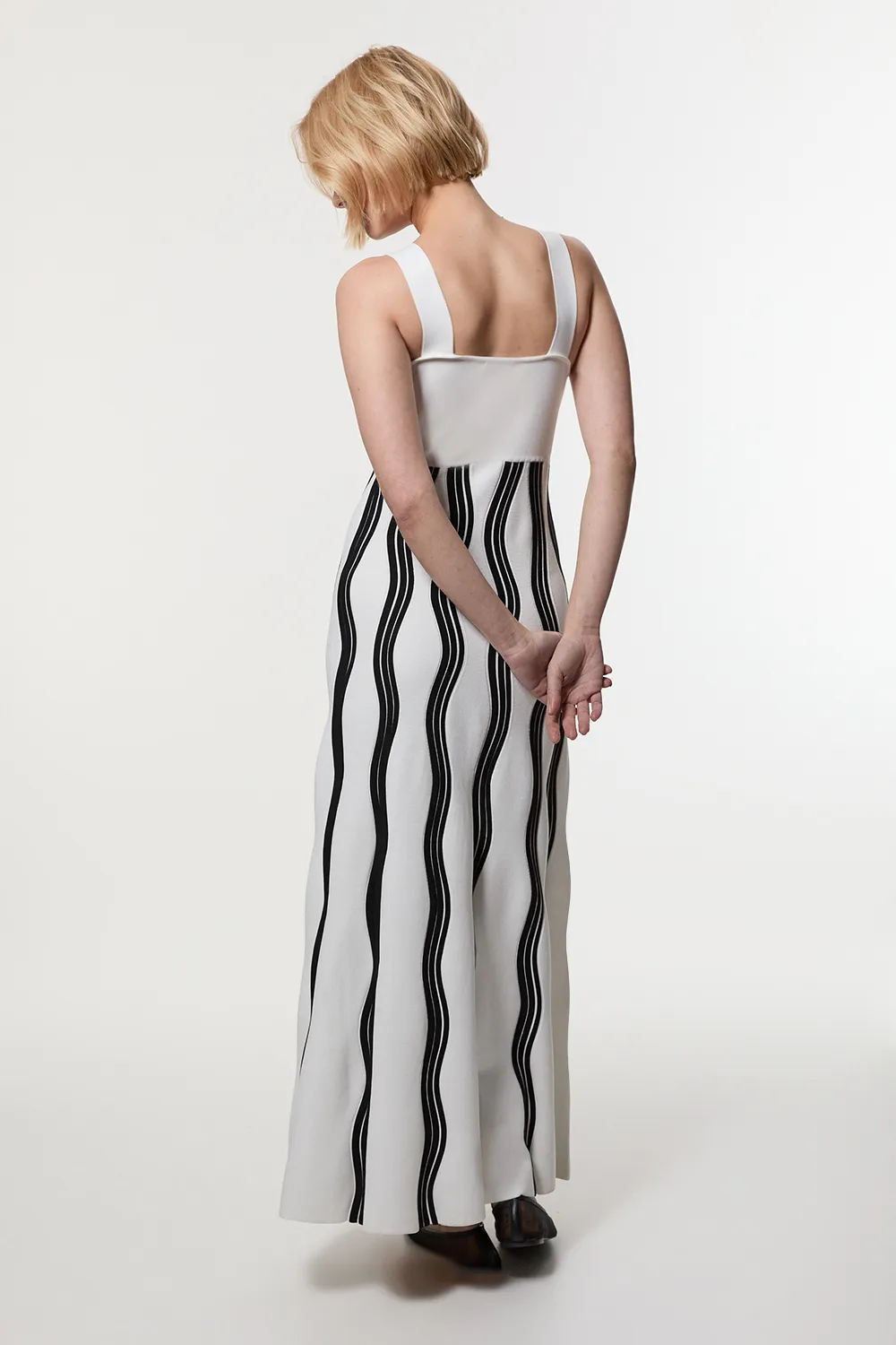 Contrast Wave Knit A-Line Knitted Strappy Dress BKK23345 6 Contrast Wave Knit A-Line Knitted Strappy Dress BKK23345