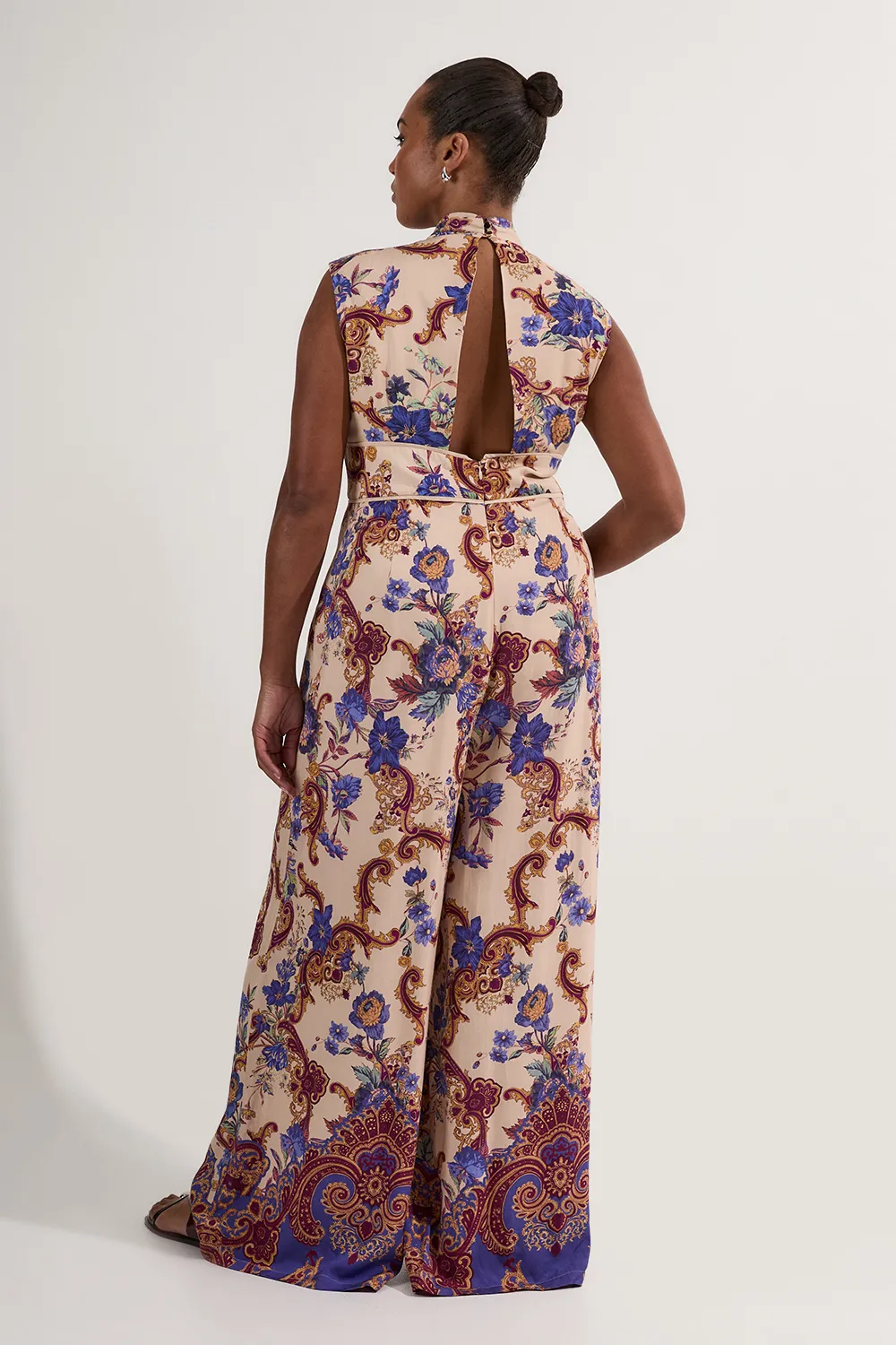 Plus Size Premium Viscose Linen Paisley Border Print Woven Jumpsuit BKK23346 6 Plus Size Premium Viscose Linen Paisley Border Print Woven Jumpsuit BKK23346