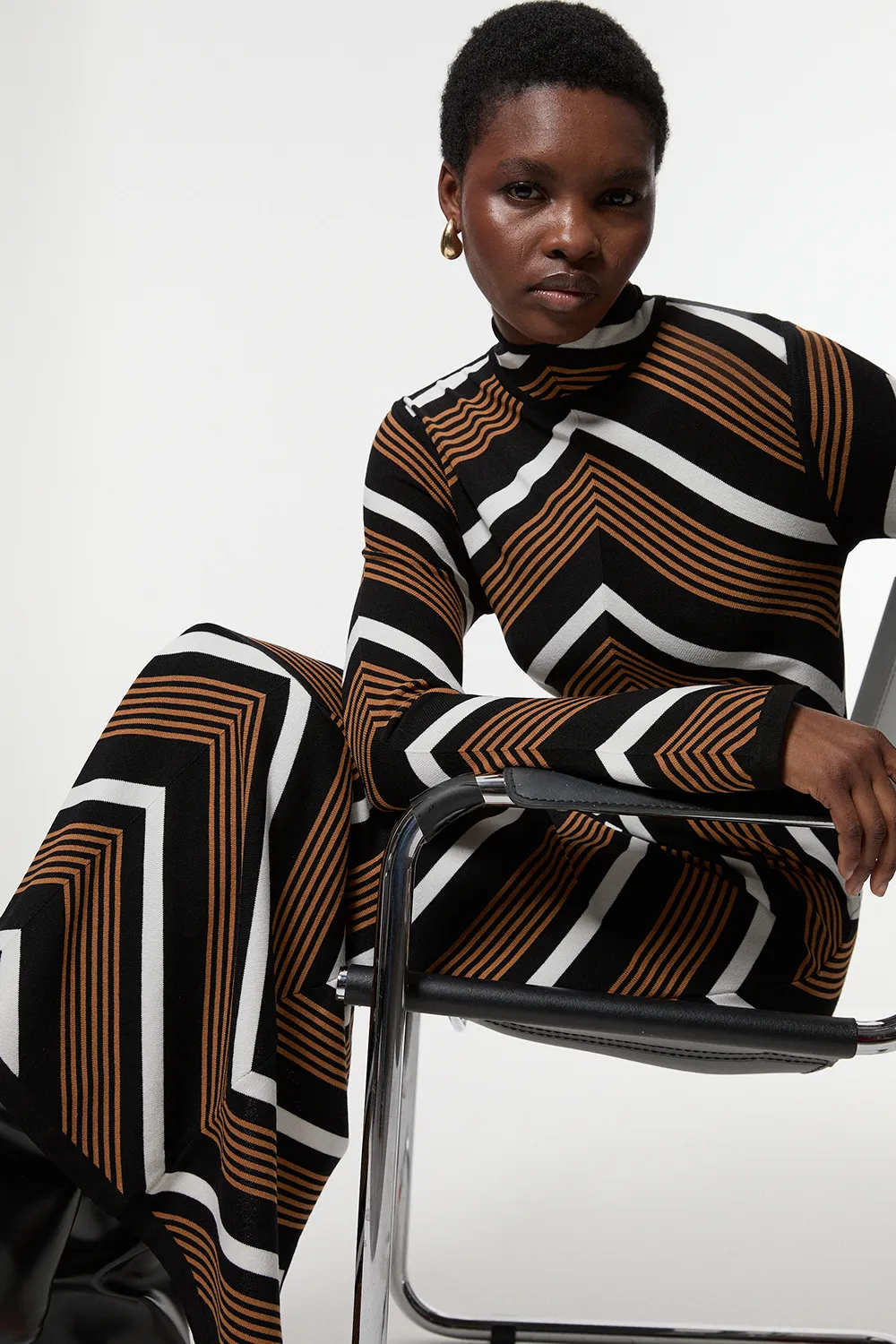 Contrast Stripe Detail Knitted Maxi Dress BKK23362