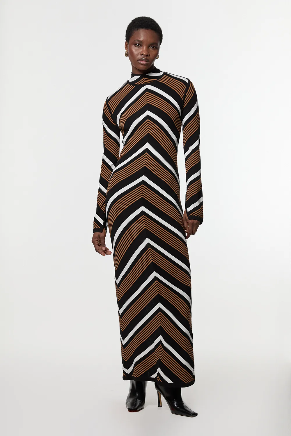 Contrast Stripe Detail Knitted Maxi Dress BKK23362