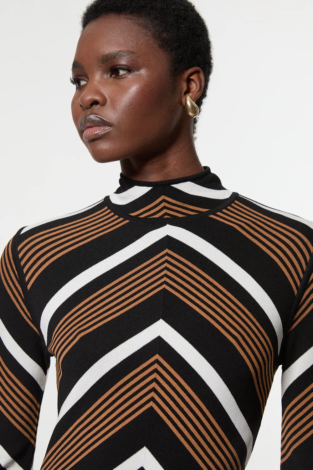 Contrast Stripe Detail Knitted Maxi Dress BKK23362 5 Contrast Stripe Detail Knitted Maxi Dress BKK23362