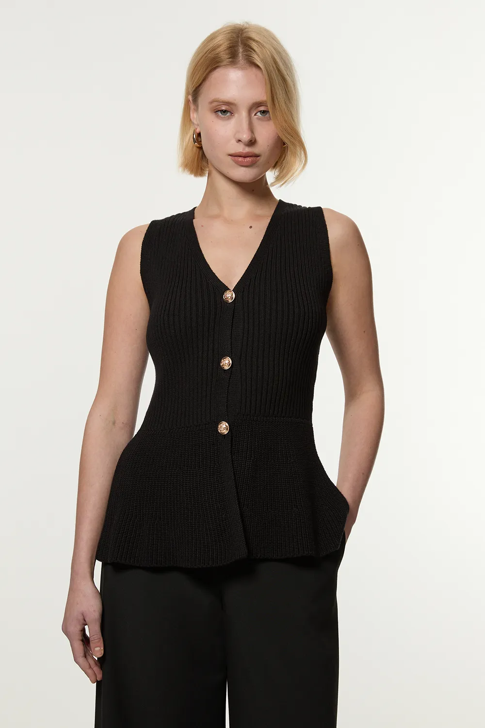 Ribbed Cotton Knitted Vest BKK23367