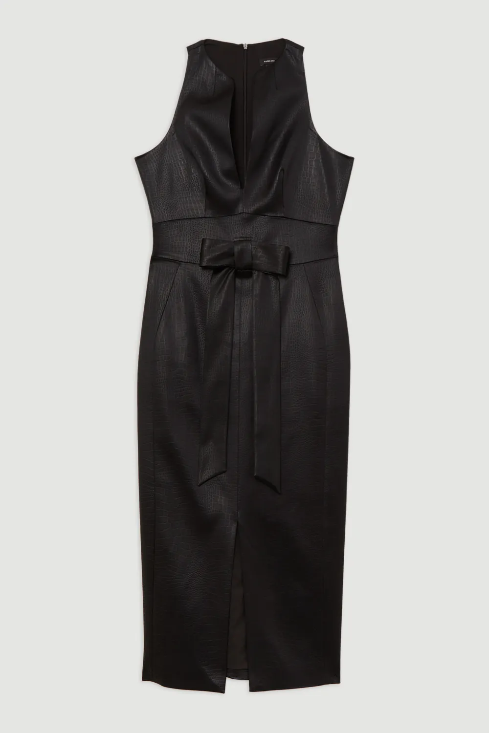 Italian Structured Satin Bow Detail Tailored Midi Dress BKK22573 4 Italian Structured Satin Bow Detail Tailored Midi Dress BKK22573