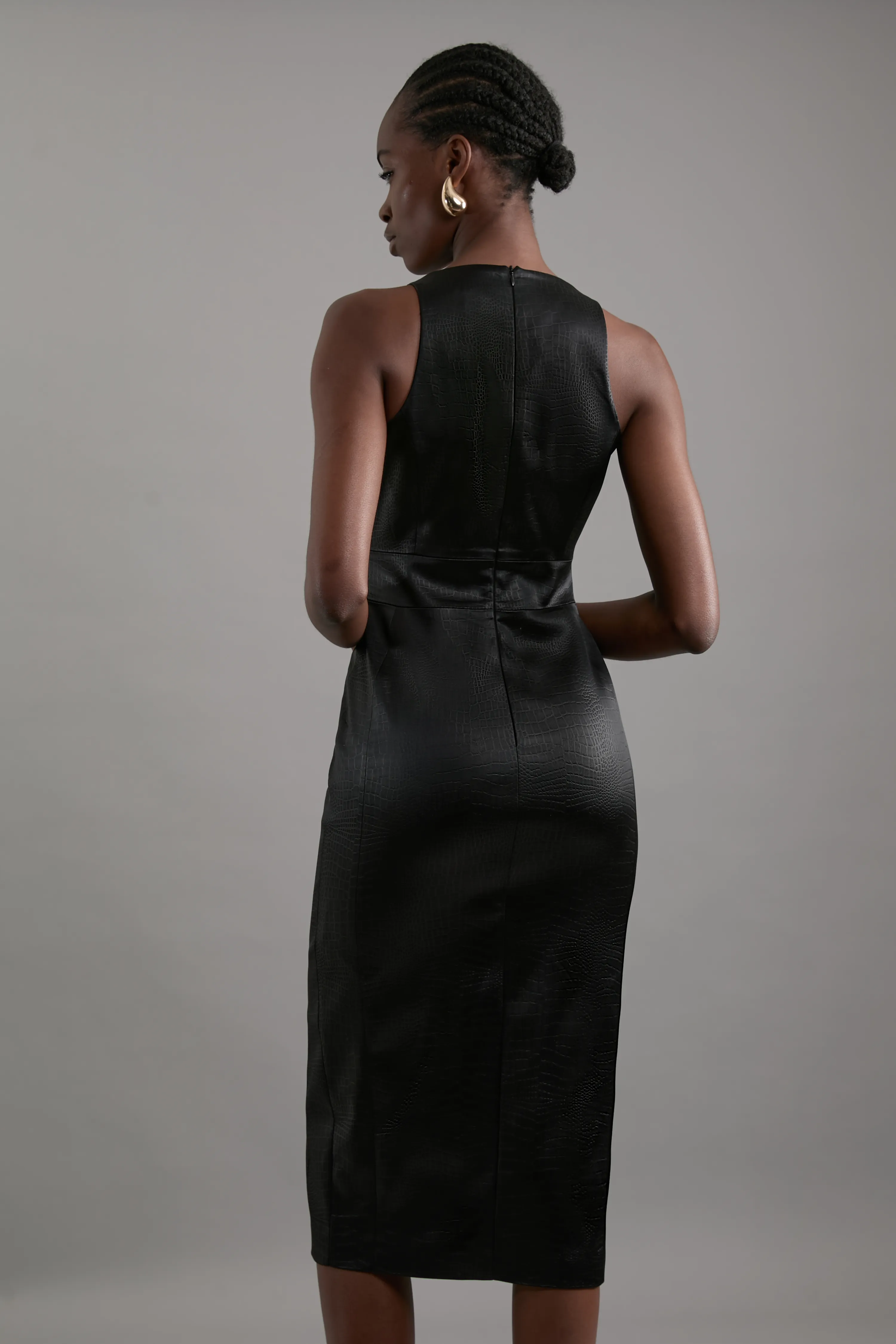 Italian Structured Satin Bow Detail Tailored Midi Dress BKK22573 5 Italian Structured Satin Bow Detail Tailored Midi Dress BKK22573