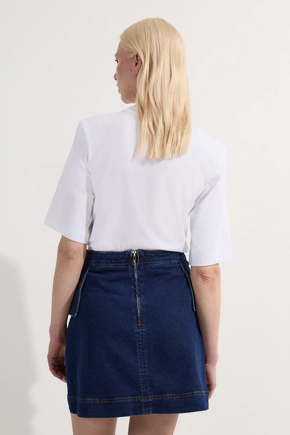 Stretch Denim Snaffle Trim Mini Skirt BKK23436