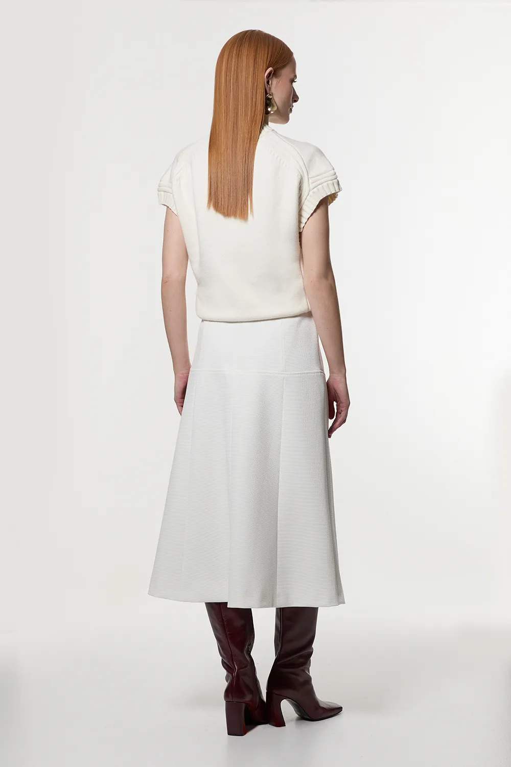 Tailored Textured Full Midi Skirt BKK23471