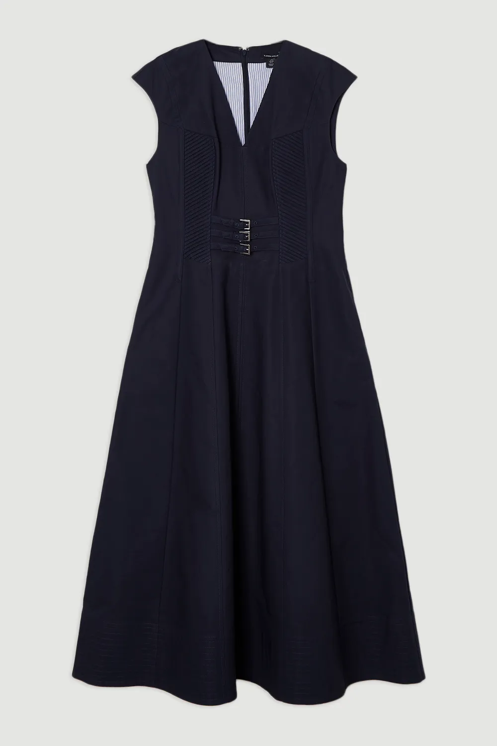 Archive Collection - Tailored Cotton Pintuck Grosgrain Corset Maxi Dress BKK23509 4 Archive Collection - Tailored Cotton Pintuck Grosgrain Corset Maxi Dress BKK23509