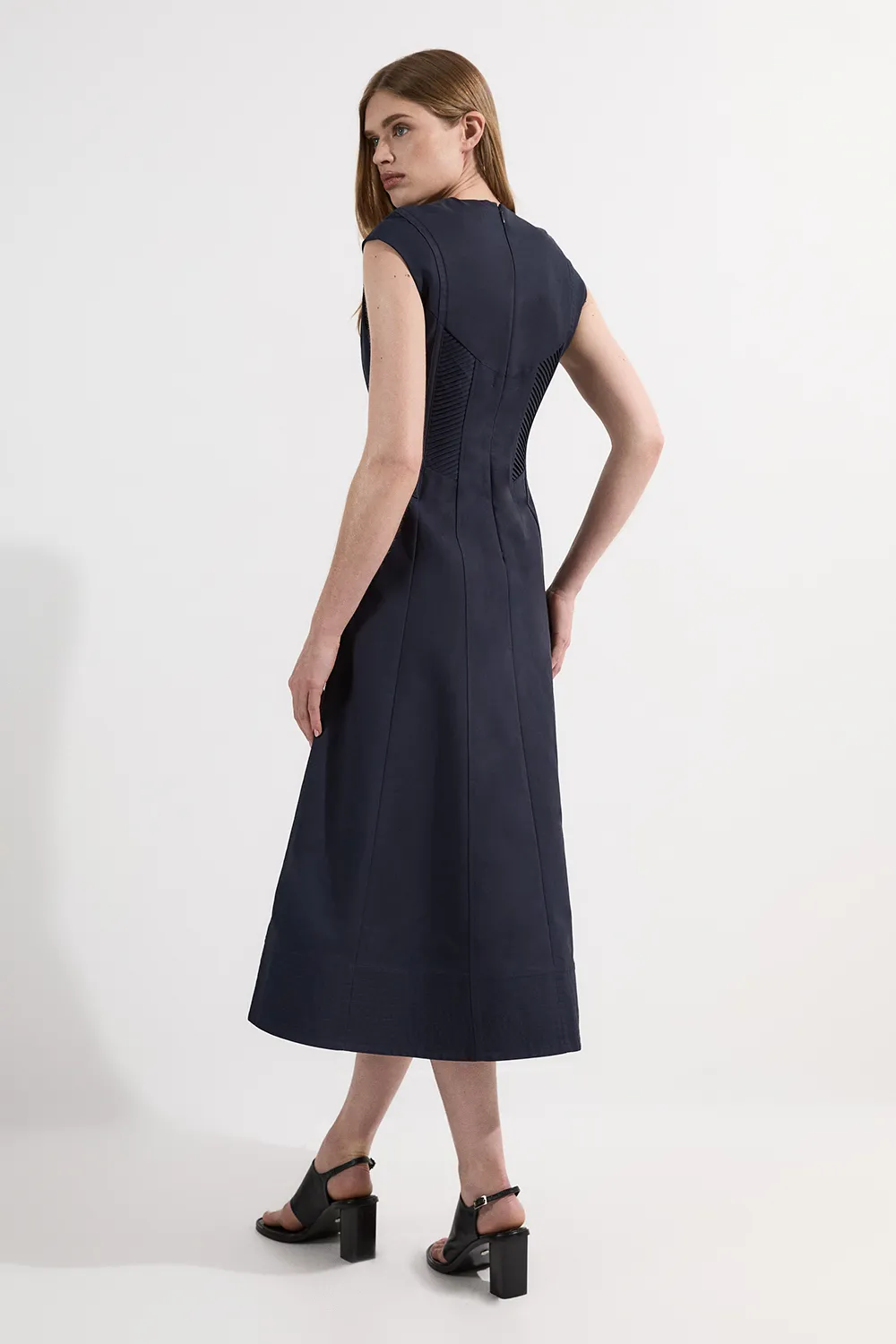 Archive Collection - Tailored Cotton Pintuck Grosgrain Corset Maxi Dress BKK23509 5 Archive Collection - Tailored Cotton Pintuck Grosgrain Corset Maxi Dress BKK23509