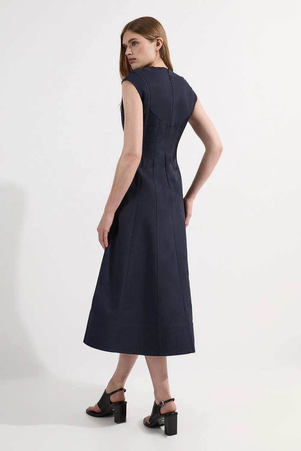 Archive Collection - Tailored Cotton Pintuck Grosgrain Corset Maxi Dress BKK23509 6 Archive Collection - Tailored Cotton Pintuck Grosgrain Corset Maxi Dress BKK23509