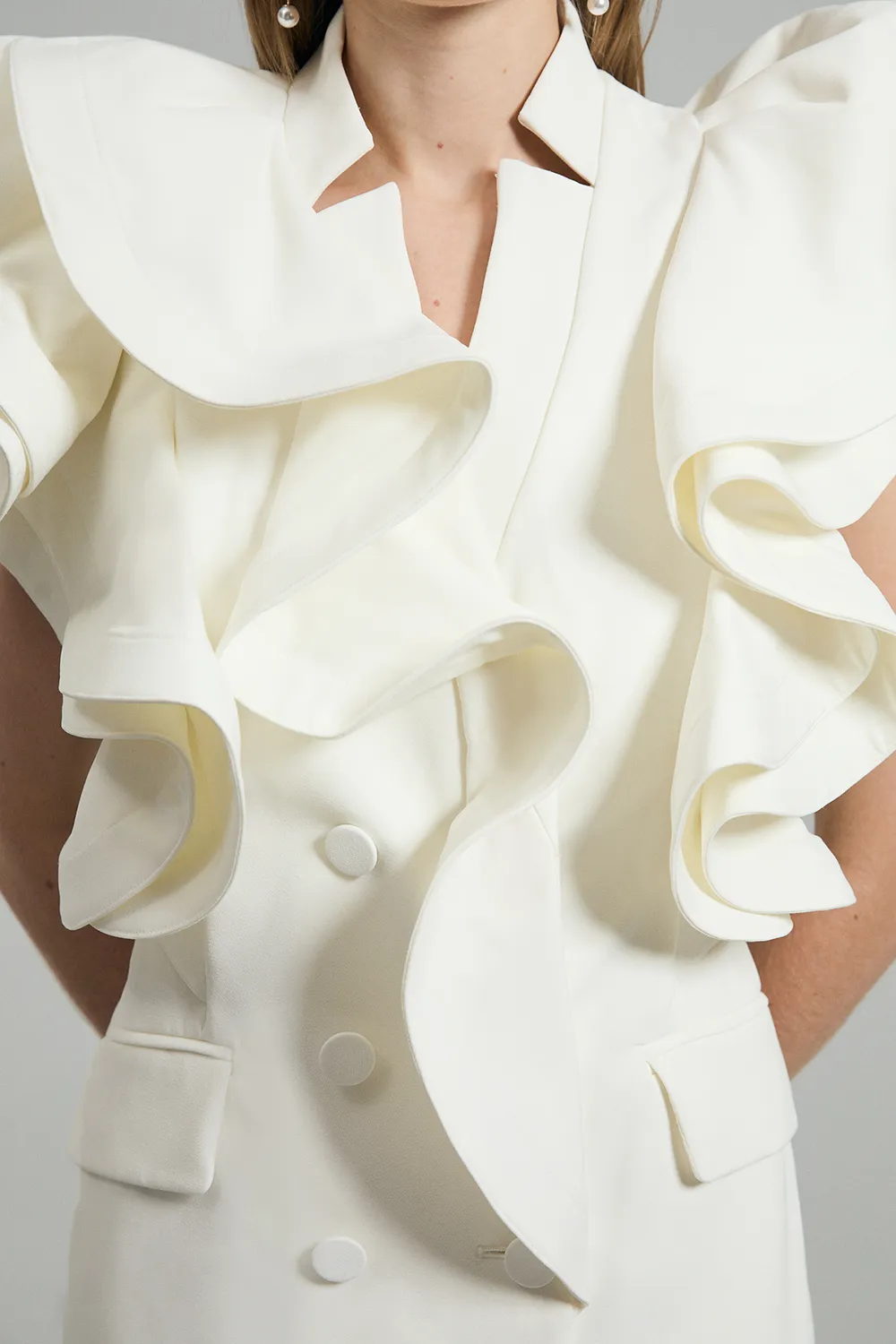 Drama Ruffle Tuxedo Tailored Pencil Maxi Dress BKK23510 3 Drama Ruffle Tuxedo Tailored Pencil Maxi Dress BKK23510