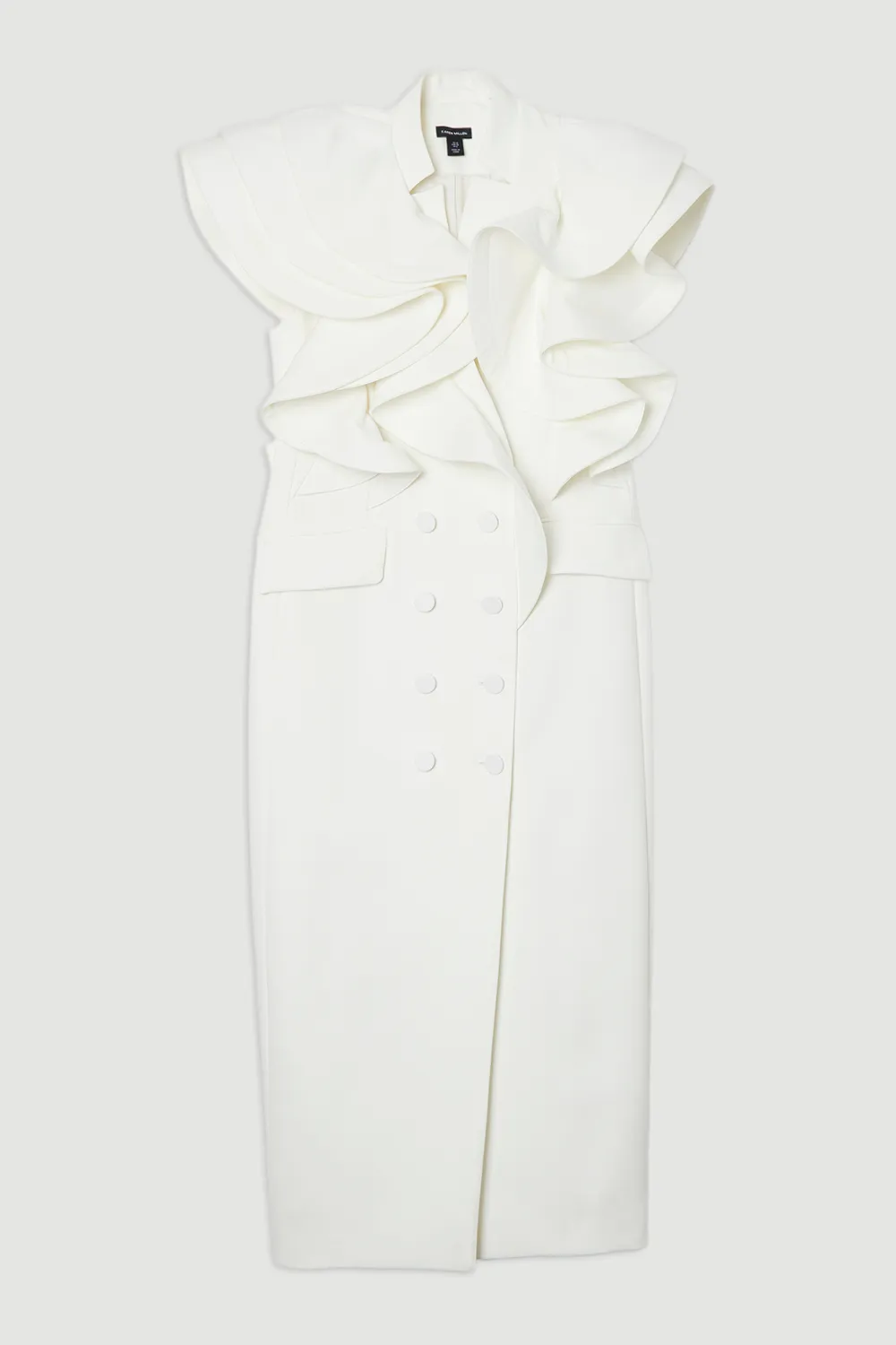 Drama Ruffle Tuxedo Tailored Pencil Maxi Dress BKK23510 4 Drama Ruffle Tuxedo Tailored Pencil Maxi Dress BKK23510