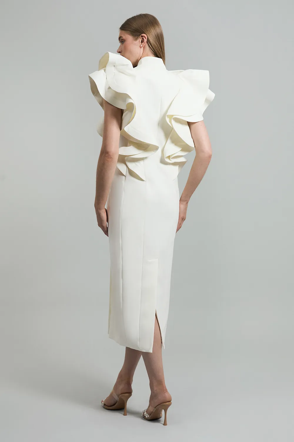 Drama Ruffle Tuxedo Tailored Pencil Maxi Dress BKK23510 5 Drama Ruffle Tuxedo Tailored Pencil Maxi Dress BKK23510