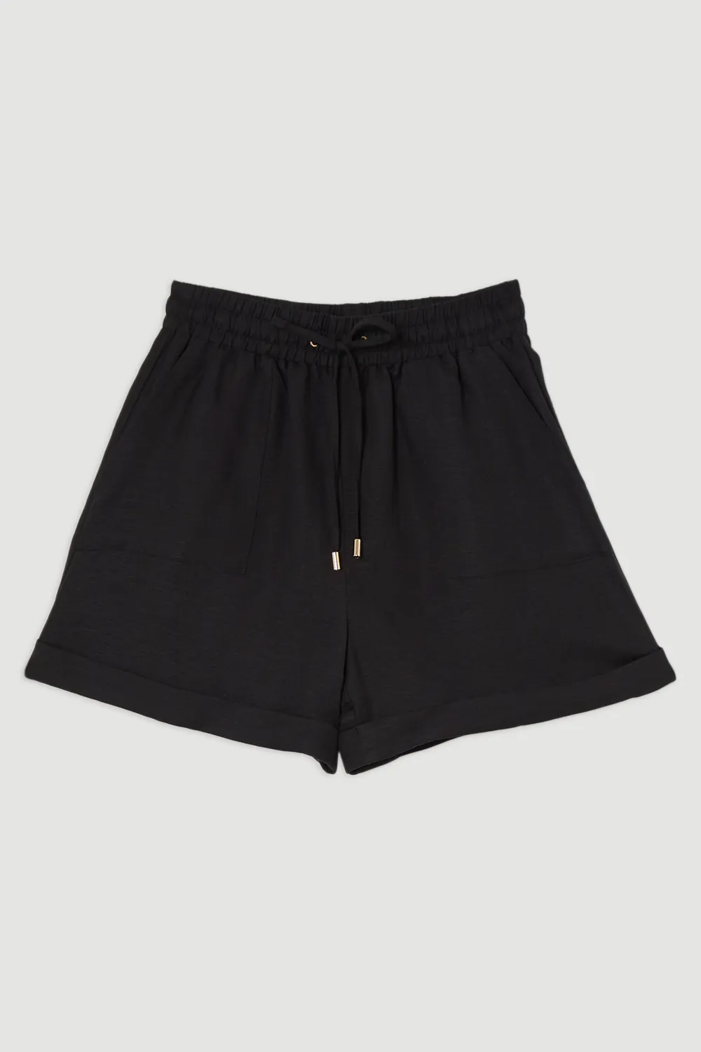 Viscose Linen Tie Waist Woven Short BKK23589